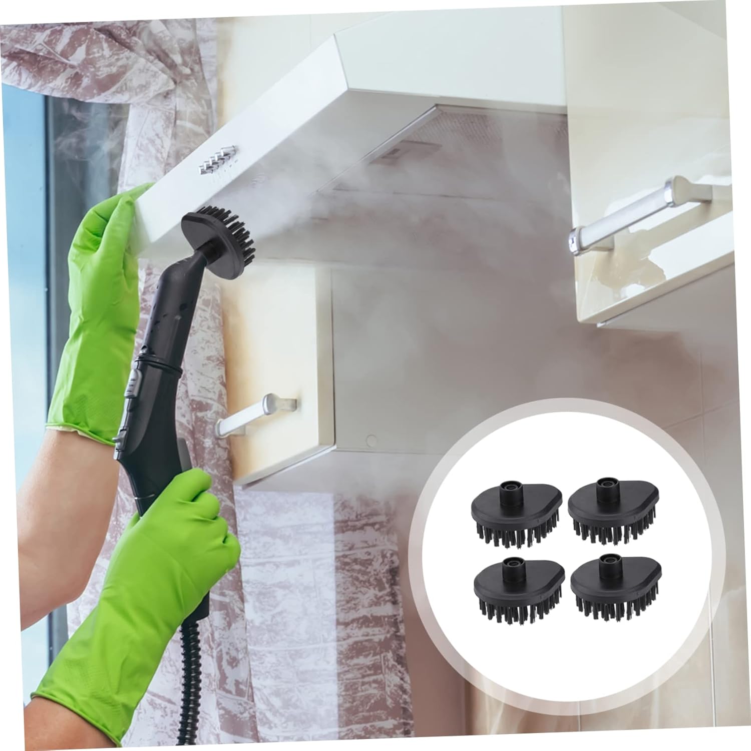 VICASKY 4pc Steam Cleaner Brush Set for Bathroom Tile