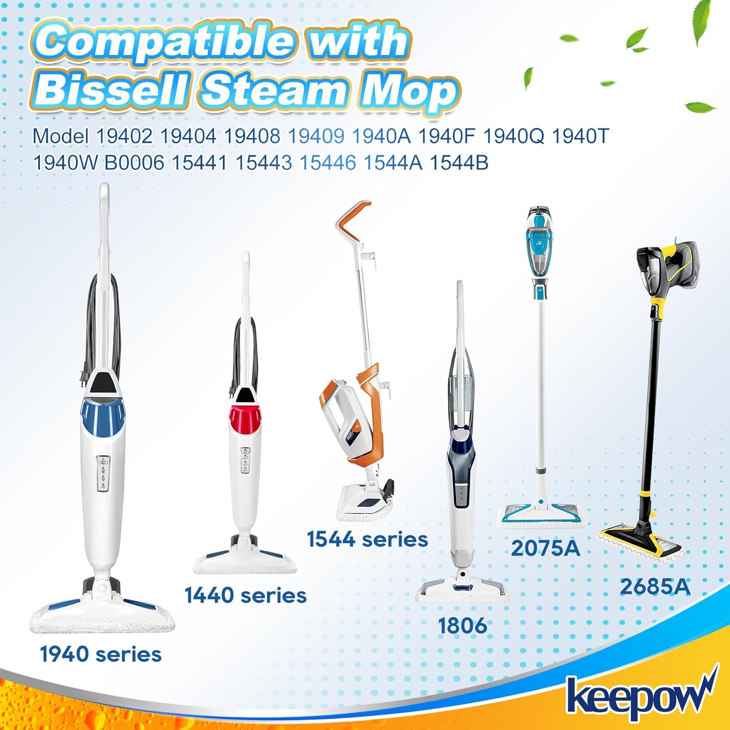 KEEPOW 5 Pack Steam Mop Pads for Bissell PowerFresh 1940 Series