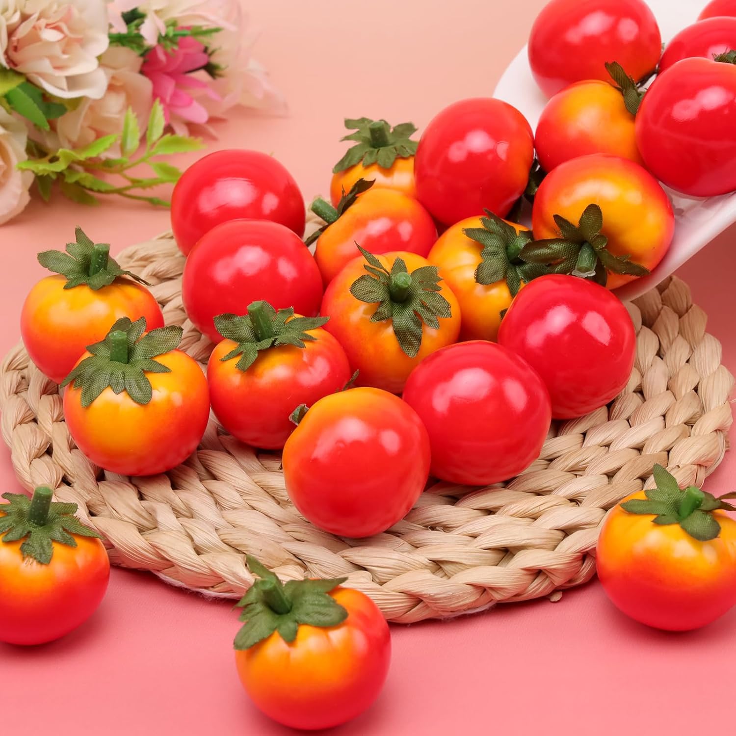 Gresorth 40pcs Mini Artificial Tomato Decorations - 35cm