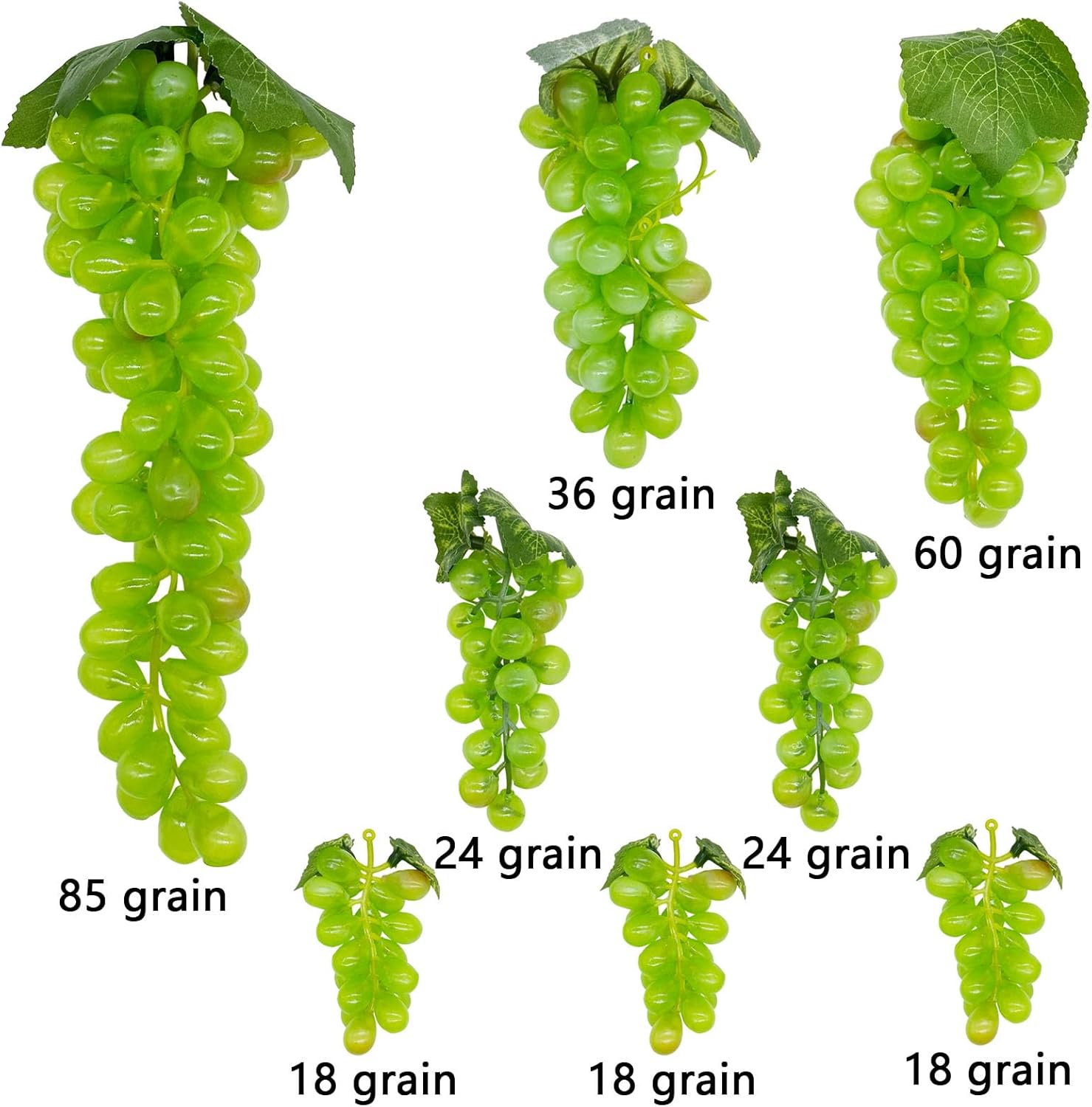 Woohome 8 Bunches Artificial Green Grapes with Vines
