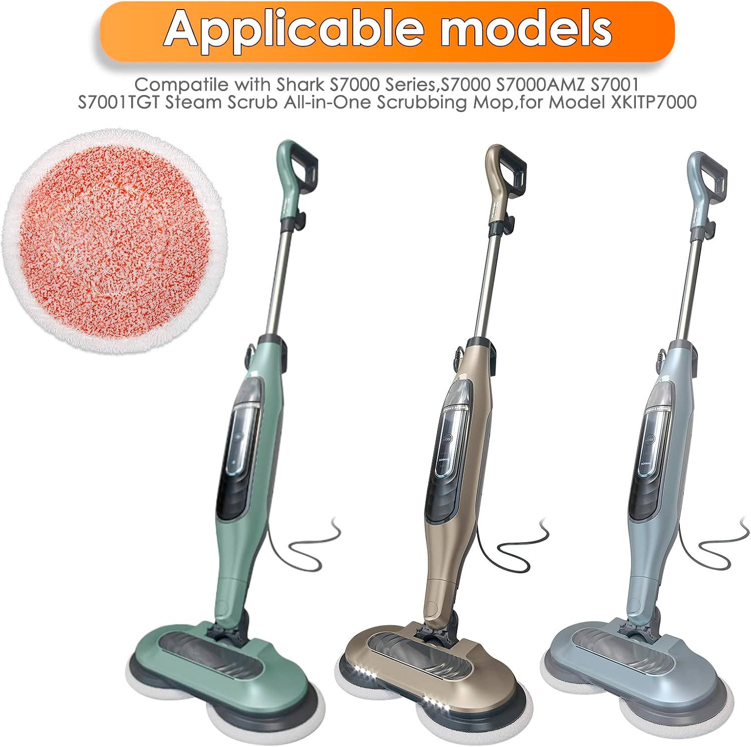 4 Pack S7001 S7000AMZ Mop Pads for Shark Steam Mop