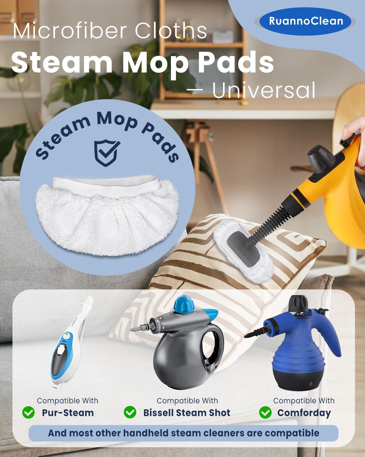 Universal Microfiber Cloths for Steam Cleaners - 8 Pack
