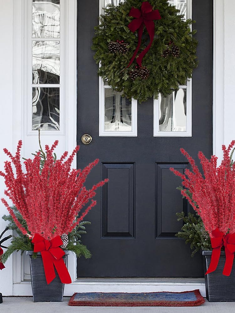 10 PCS Artificial Red Berry Stems for Holiday Decor