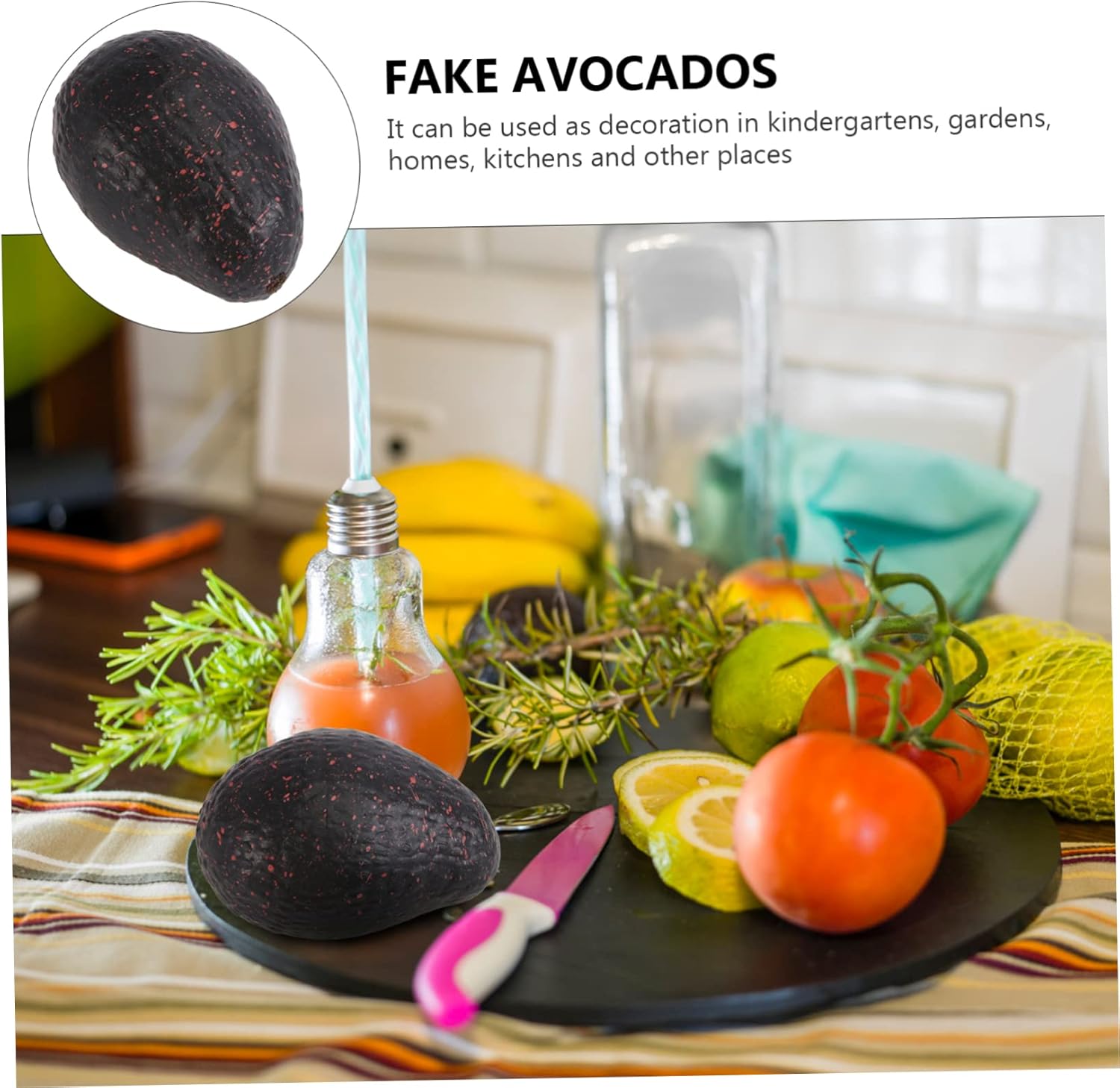 PRETYZOOM 6Pcs Artificial Avocados Faux Fruit Decoration