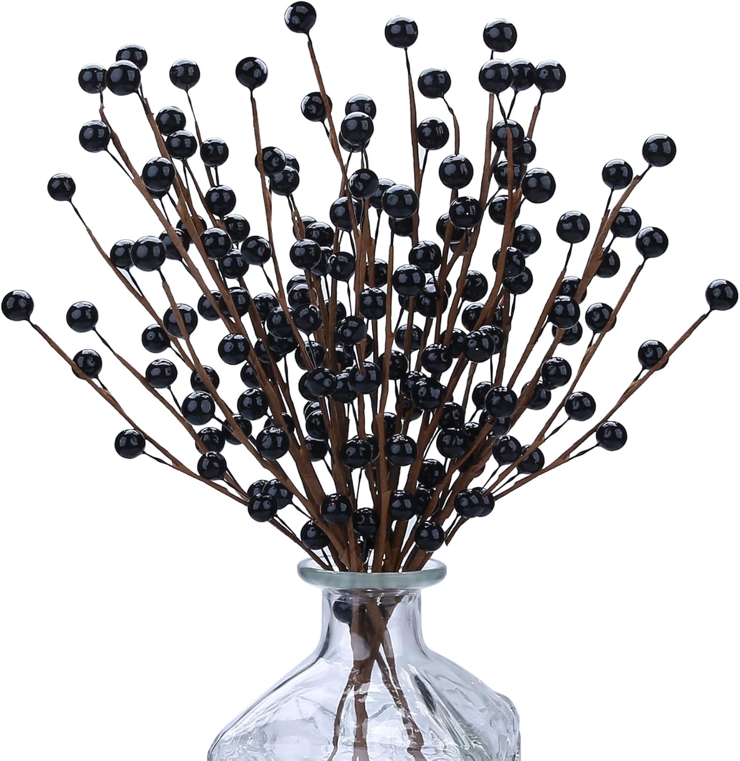 12 Pack Black Christmas Ornaments Artificial Berry Stems 14 Inch