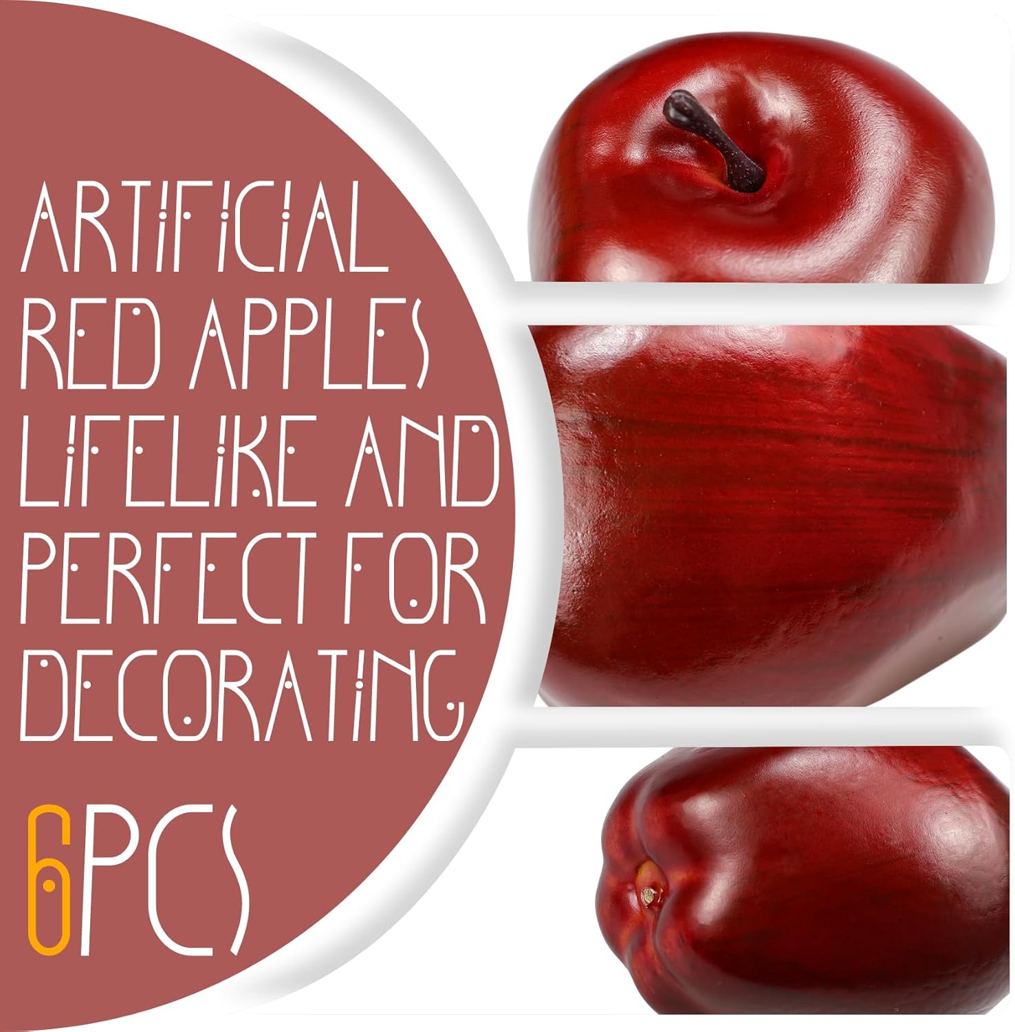 Lorigun Artificial Red Apples 6 Pcs Home Decor