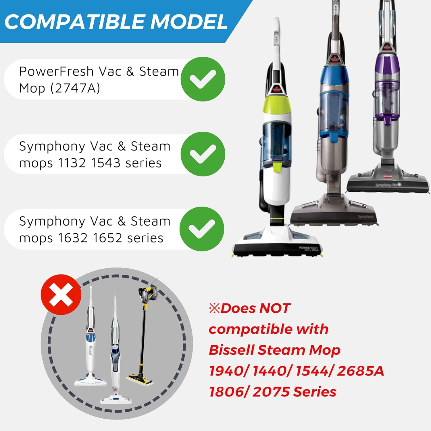 Flammi 1252 Vac Steam Mop Pad 4 Pack