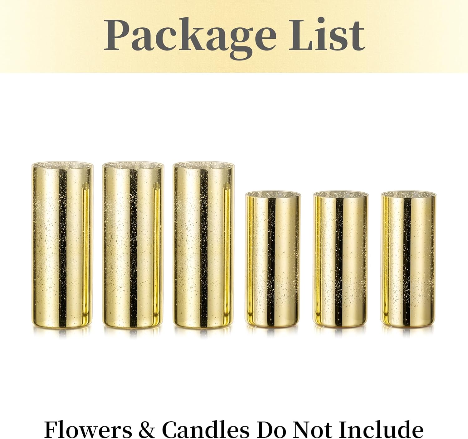 Hewory Glittery Gold Cylinder Vase Set of 6