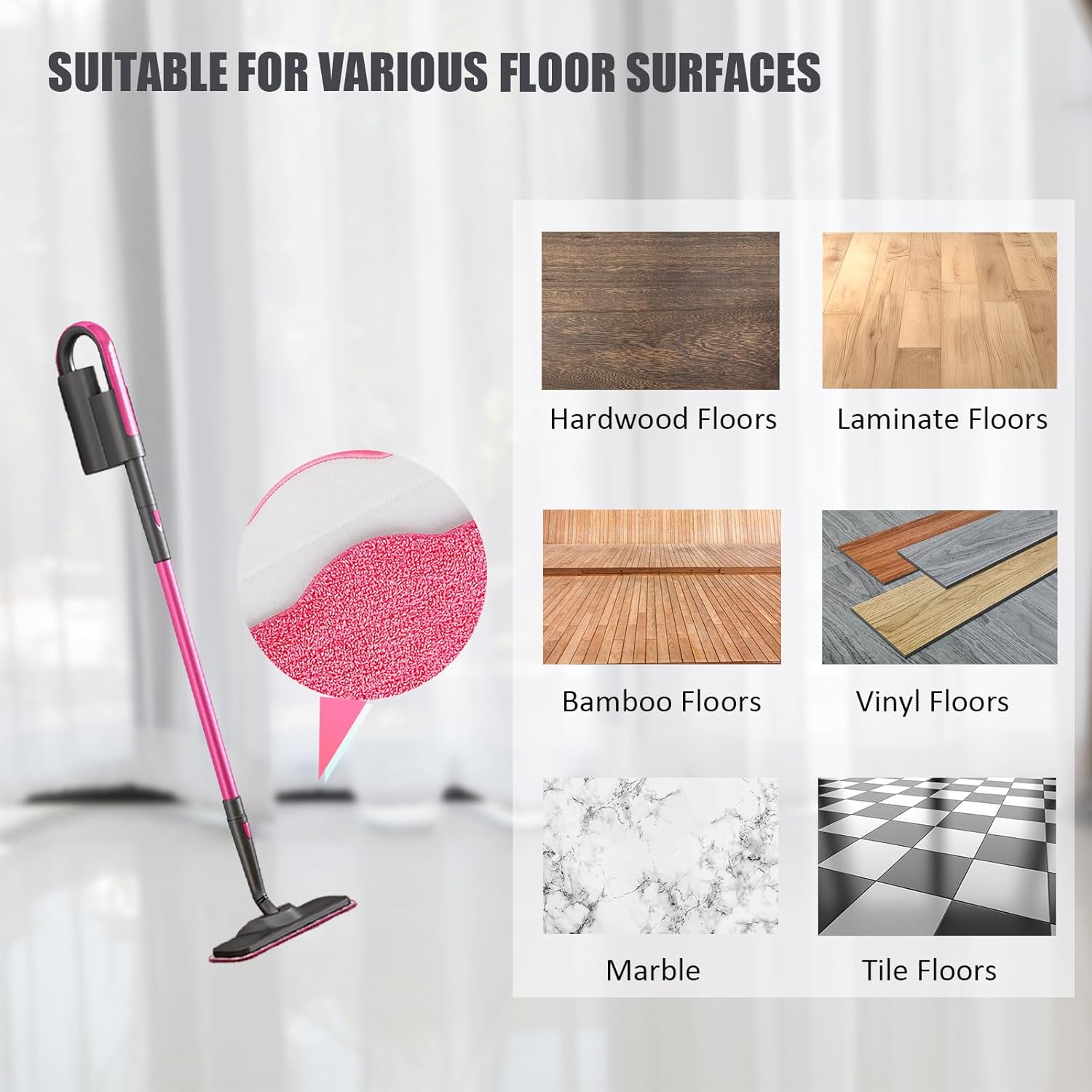 Fanjashn Microfiber Steam Mop Pads 8 Pack Pink