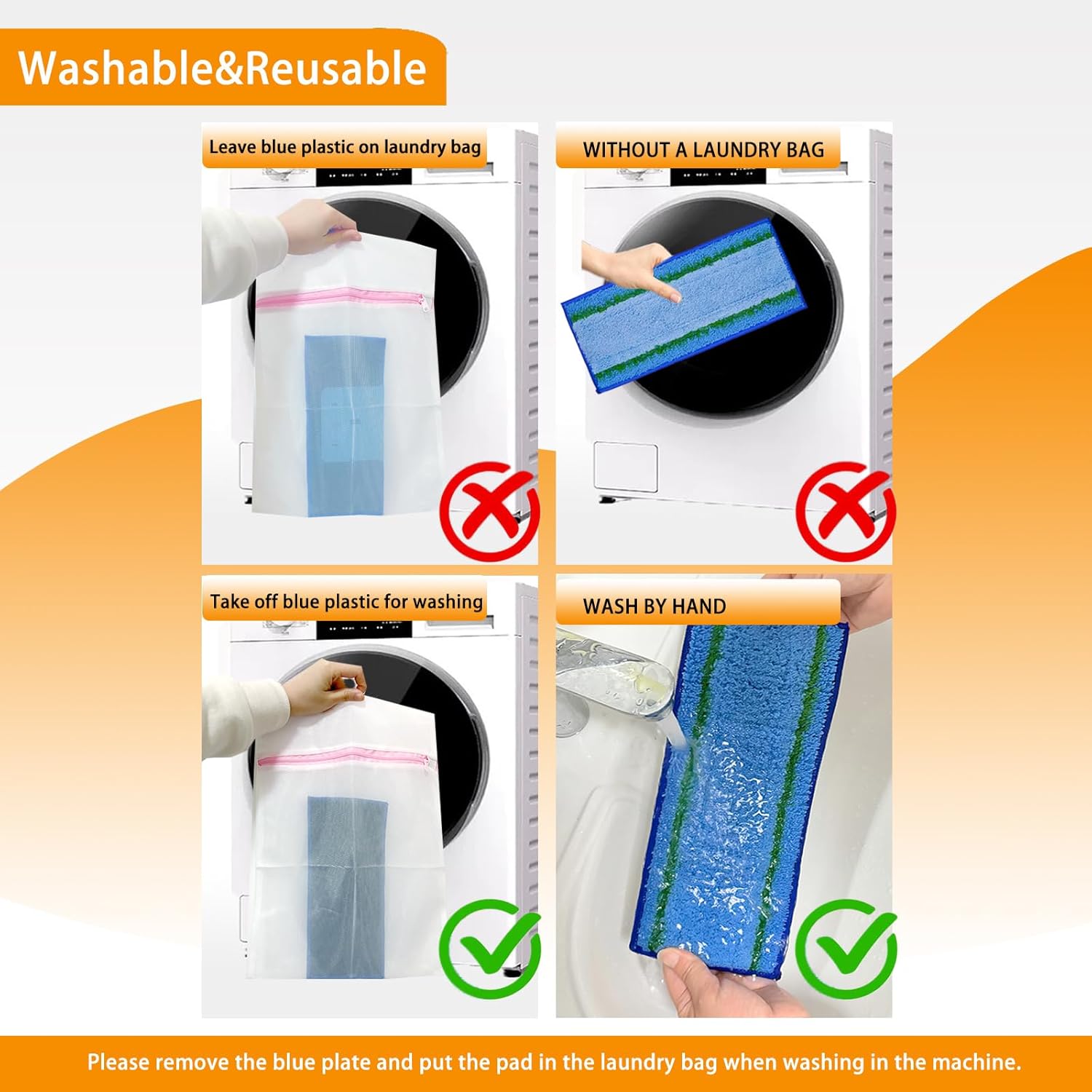 Upgraded Washable Mop Pads for iRobot Braava M6 - Reusable and Detachable