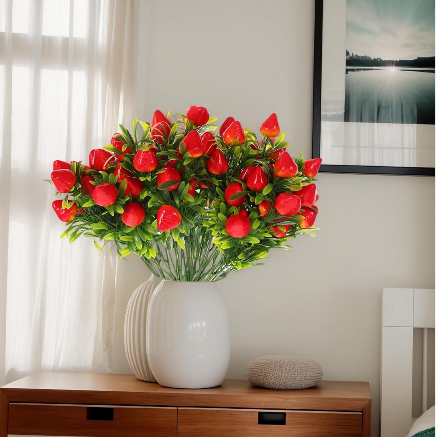 6pcs Artificial Strawberry Plant Decor for Home and Events