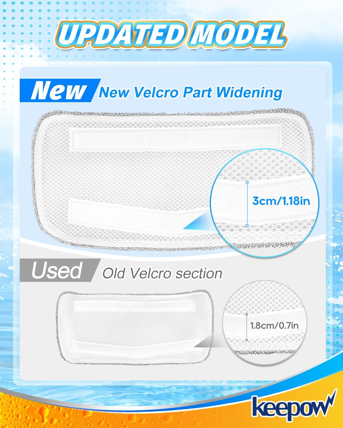 KEEPOW Steam Mop Pads for GF-6610B 3 Pack Reusable Microfiber
