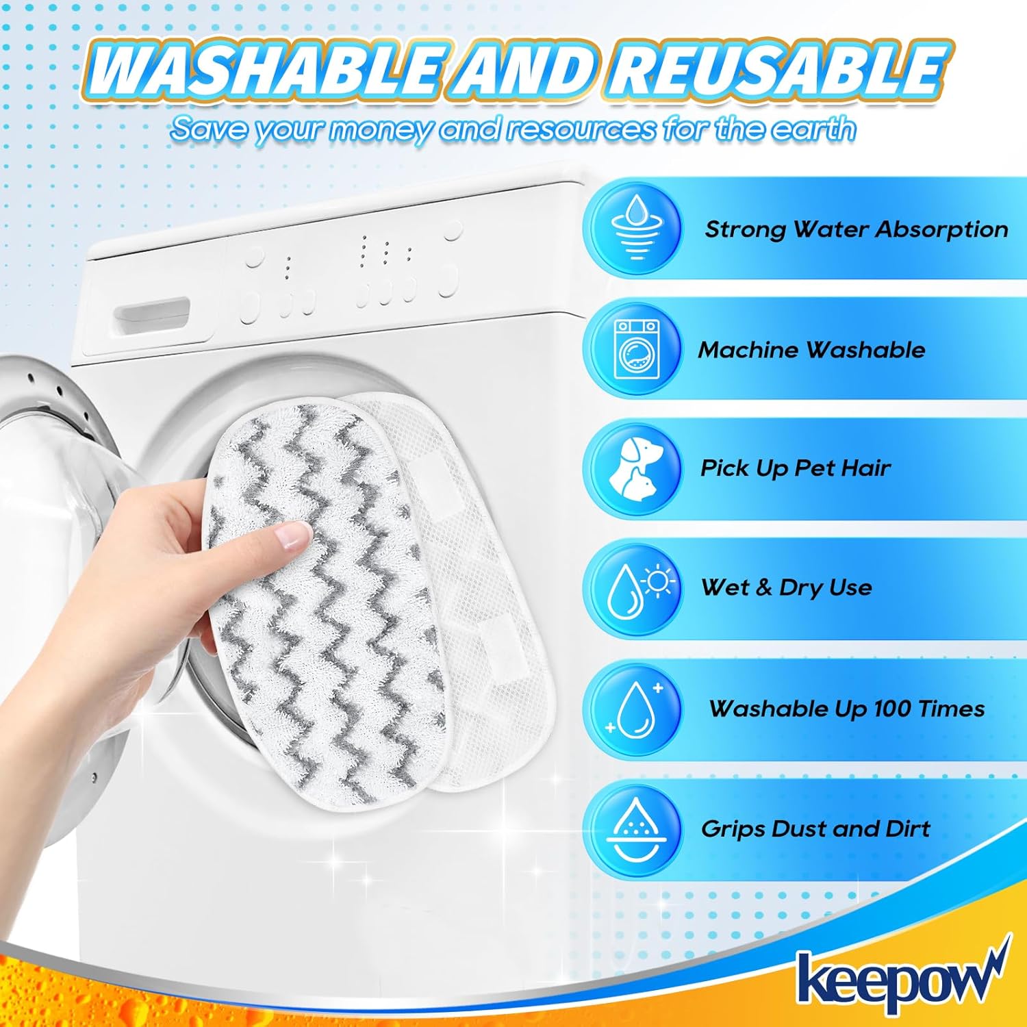 KEEPOW Steam Mop Pads for PurSteam and ThermaPro 211 4 Pack 1
