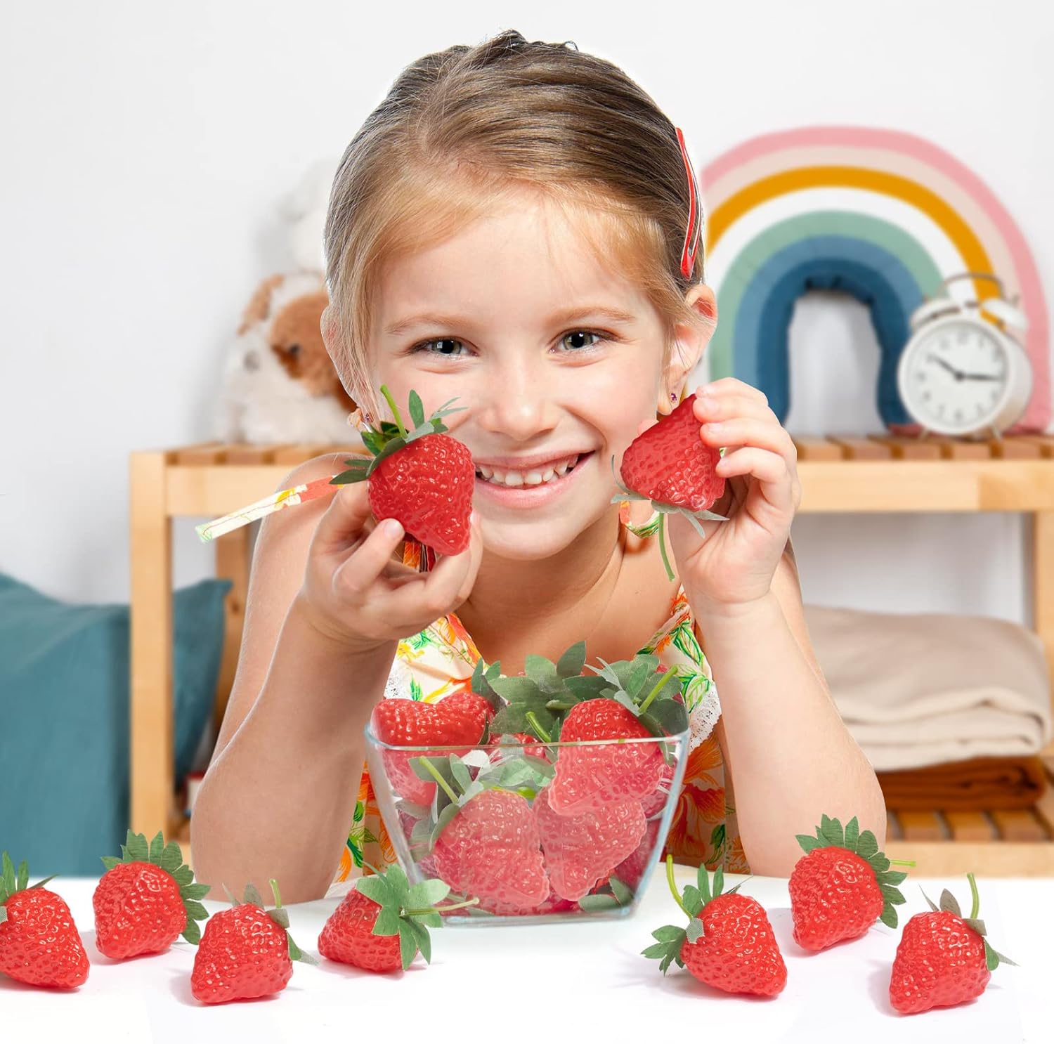 VIDELLY Artificial Strawberries for Decor and Party Use