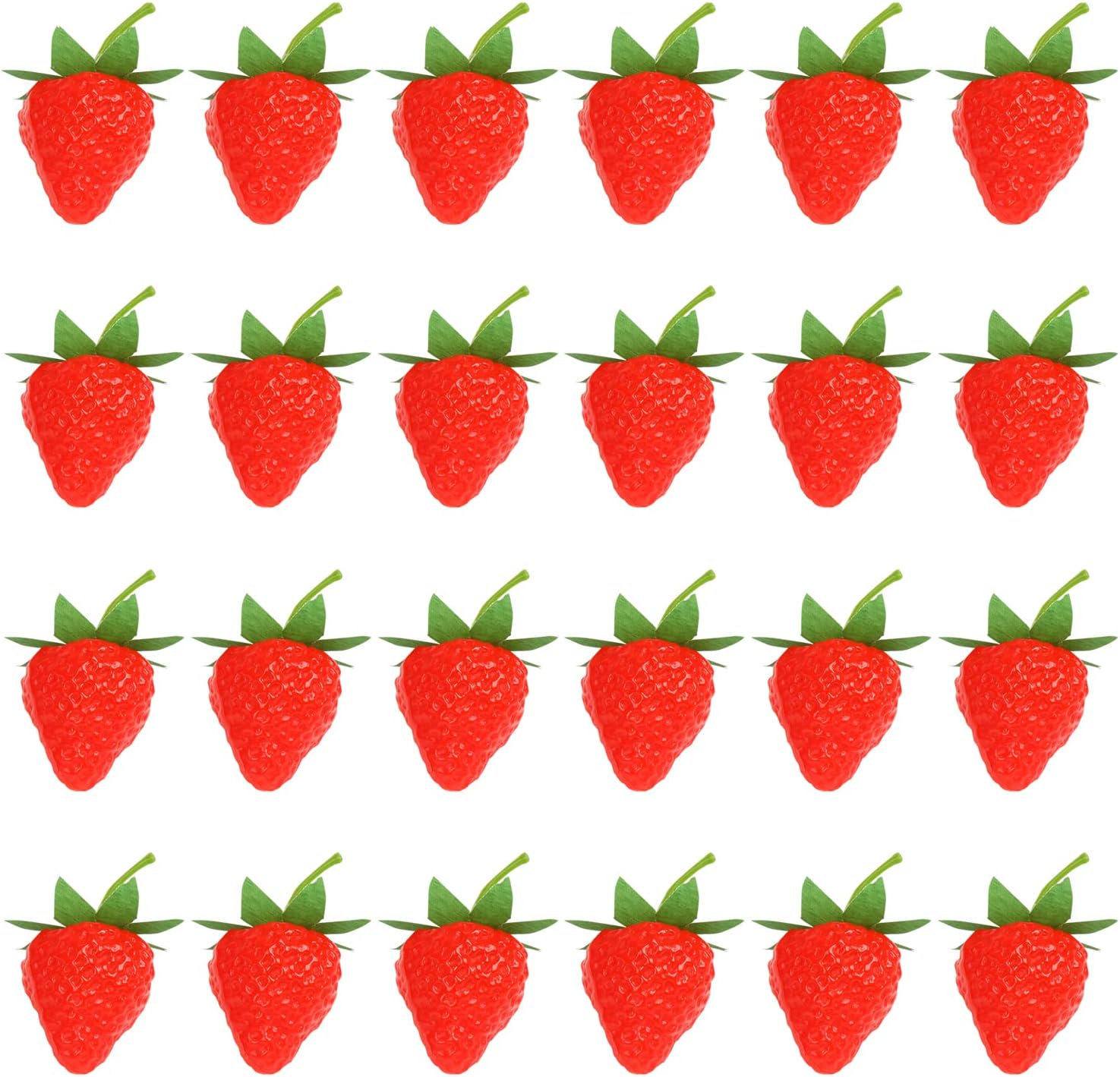 FOIMAS Artificial Strawberries 24pcs Lifelike Home Decor Prop