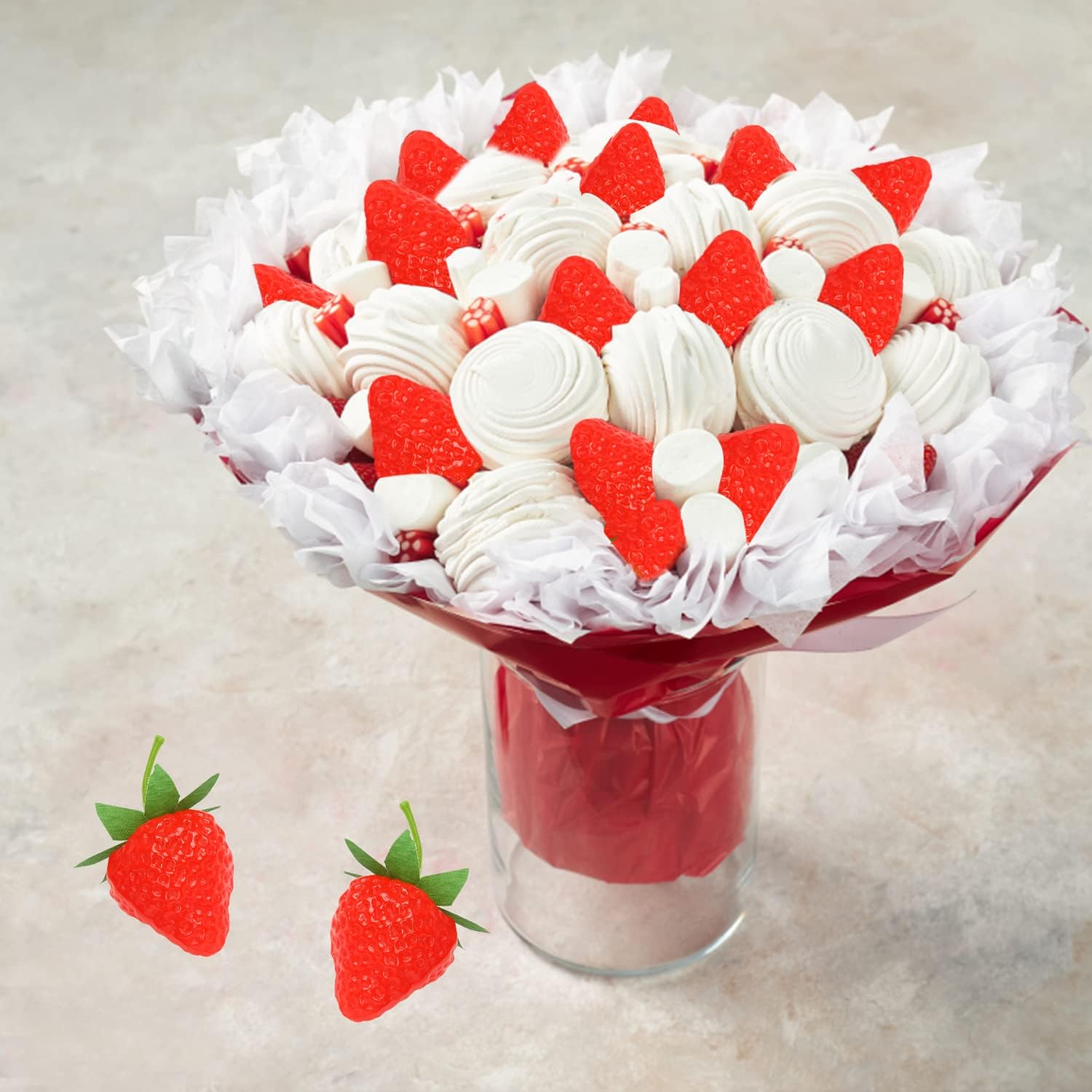 FOIMAS Artificial Strawberries 24pcs Lifelike Home Decor Prop