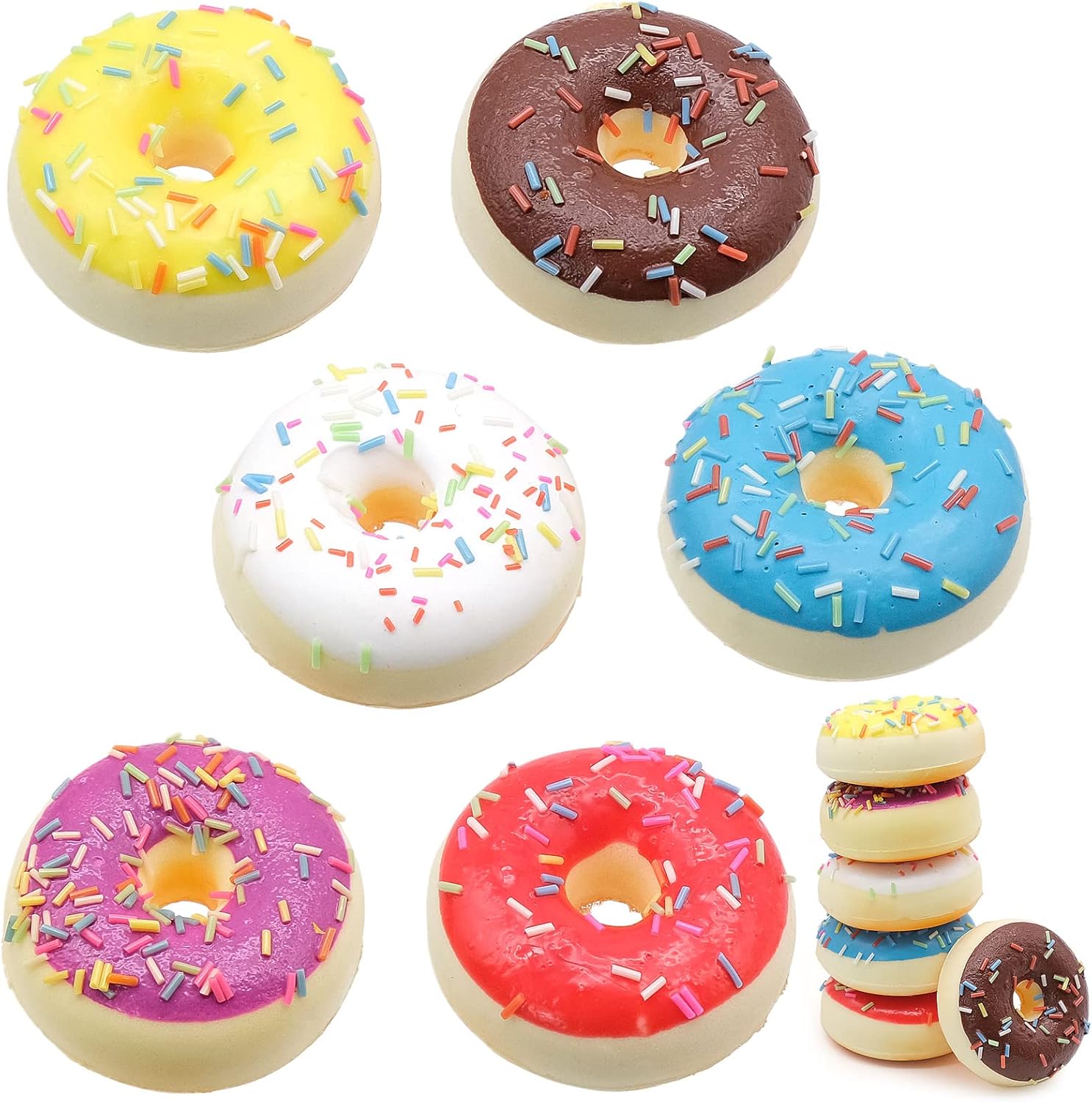 6PCS Artificial Doughnuts for Display Realistic Cute Fake Dessert