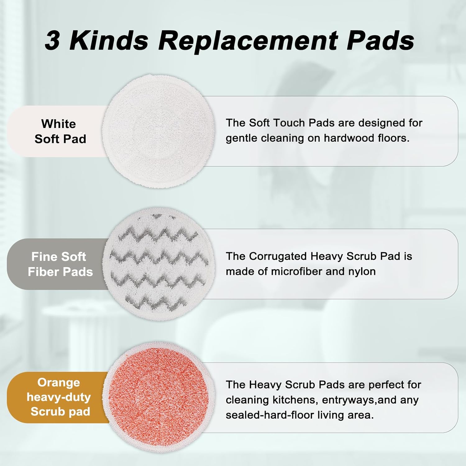 3897A Steam Mop Pads for Bissell SpinWave SmartSteam Scrubbing Steam Mop