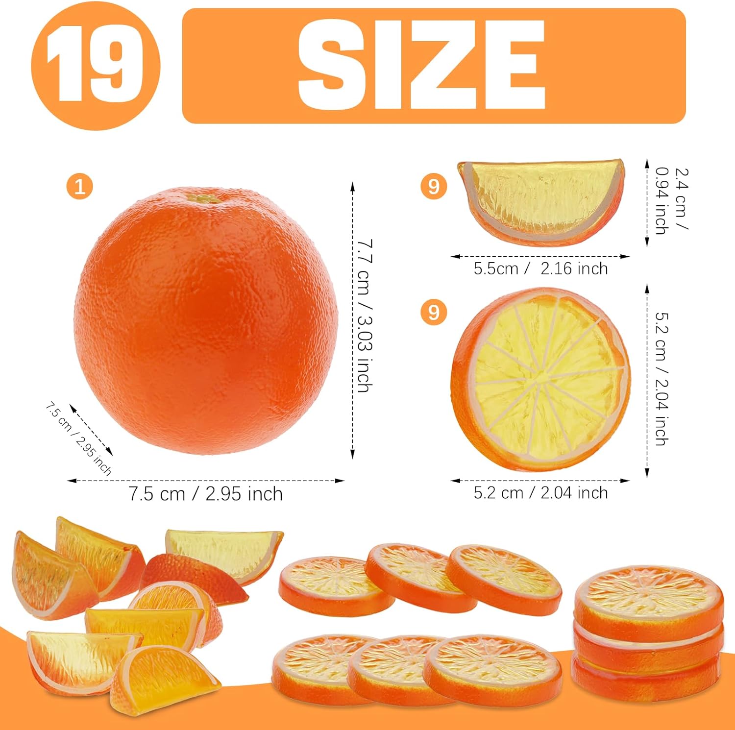 Woration 19 Pcs Artificial Orange Slices Decor Set