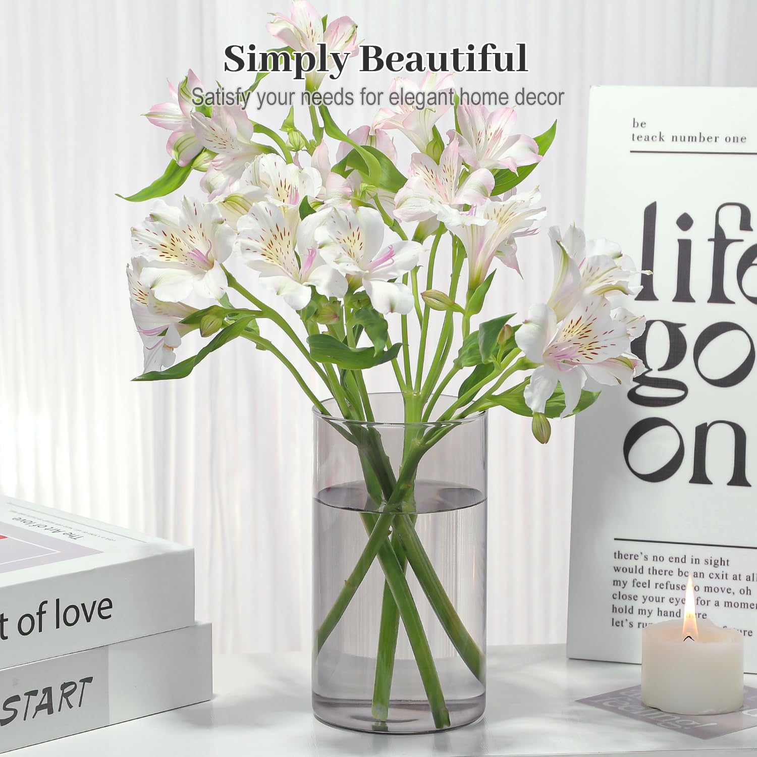 12pcs Gray Cylinder Vases for Centerpieces and Decor