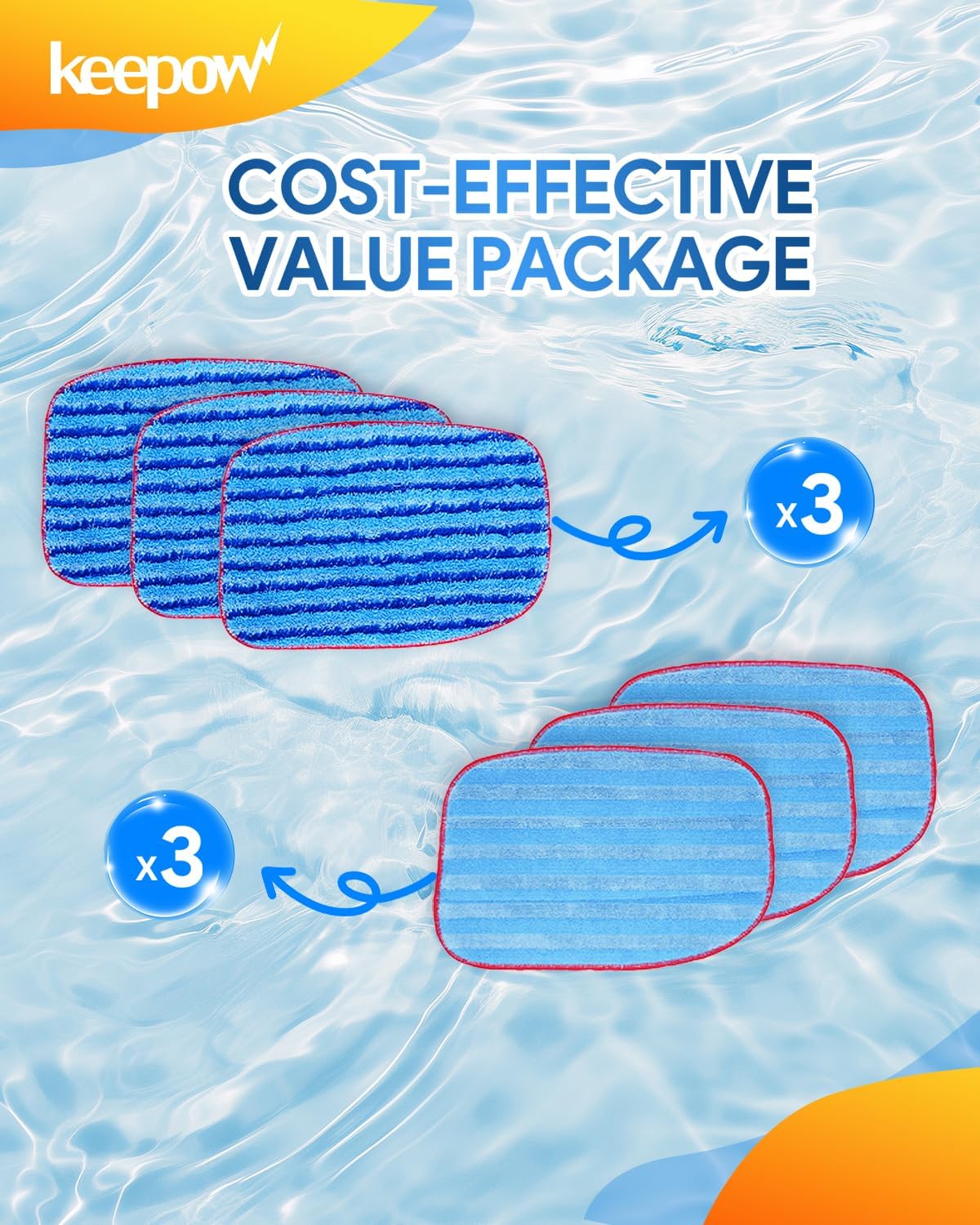 KEEPOW Replacement Microfiber Steam Mop Pads for McCulloch MC1375 MC1385 33 Pack