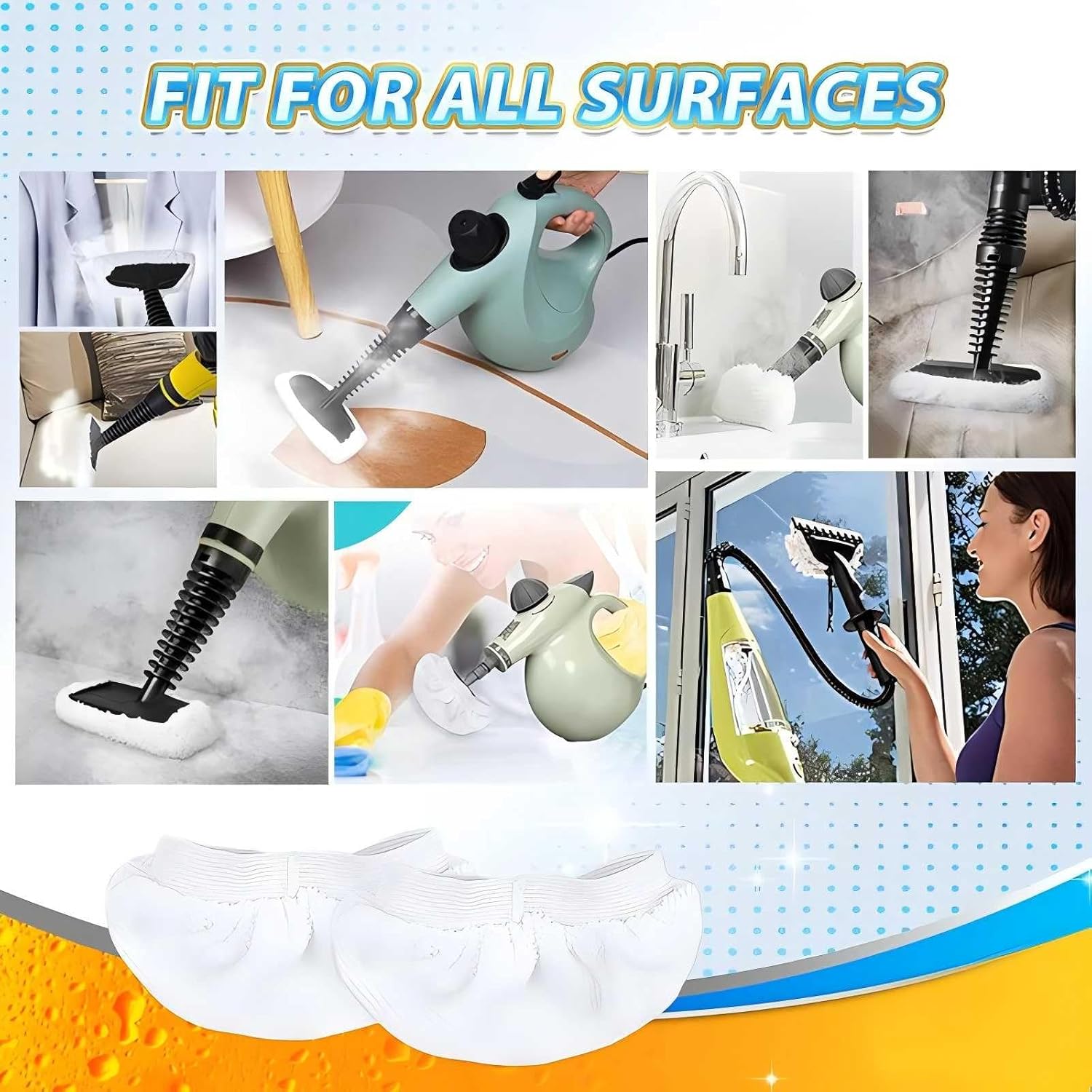 8-Pack White Steam Mop Mats for Universal Steam Cleaners
