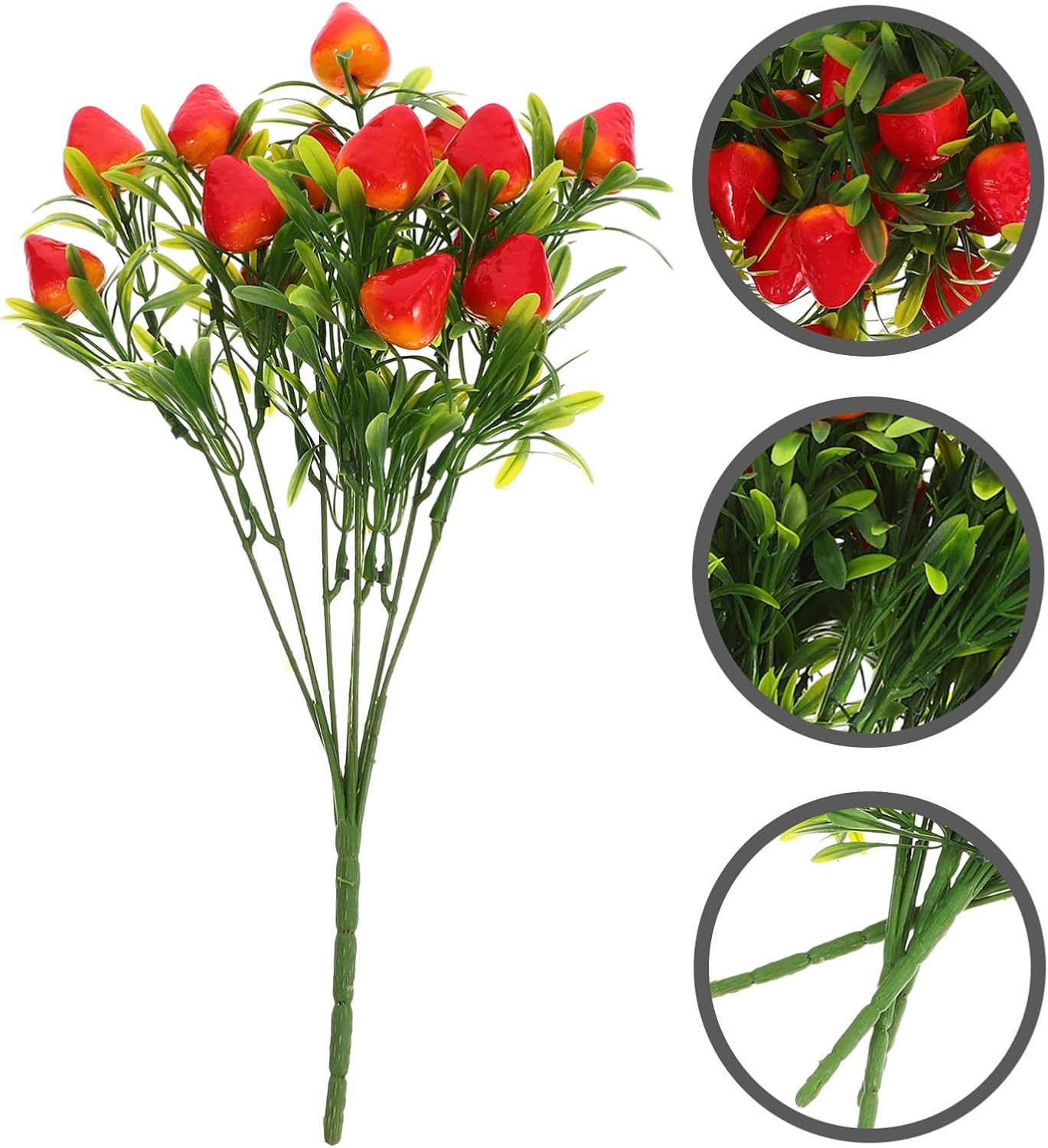 Ciieeo 5pcs Artificial Strawberry Stems for DIY Home Decor