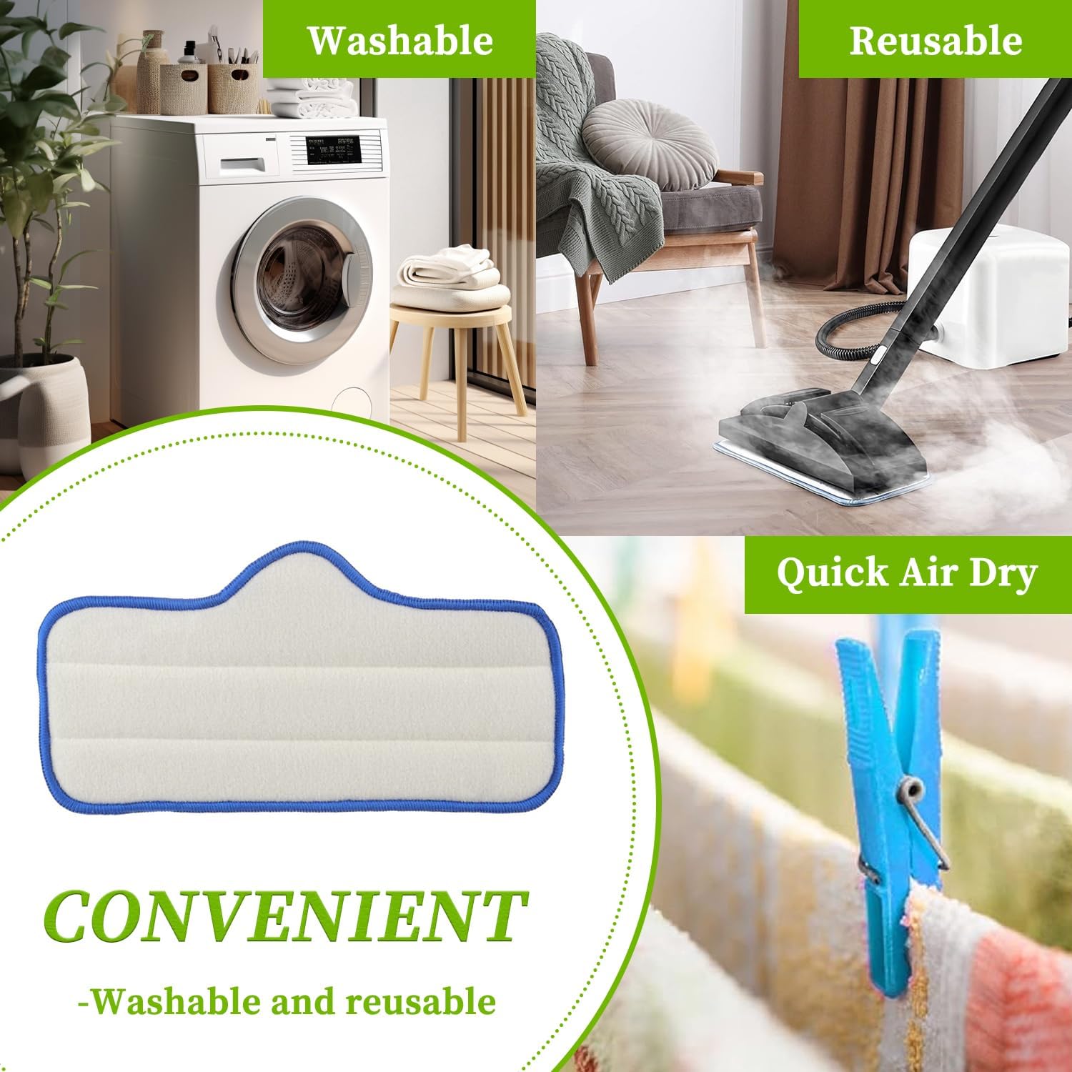 EPLZON Reusable Microfiber Steam Mop Pad for Dupray Neat Steam Cleaner