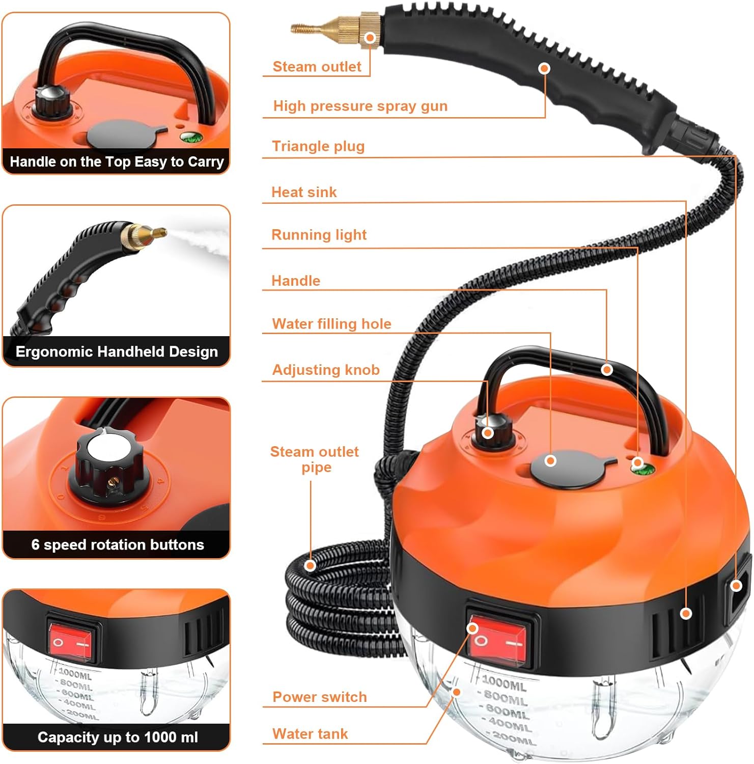 LeadGoods Pressurized Handheld Steam Cleaner