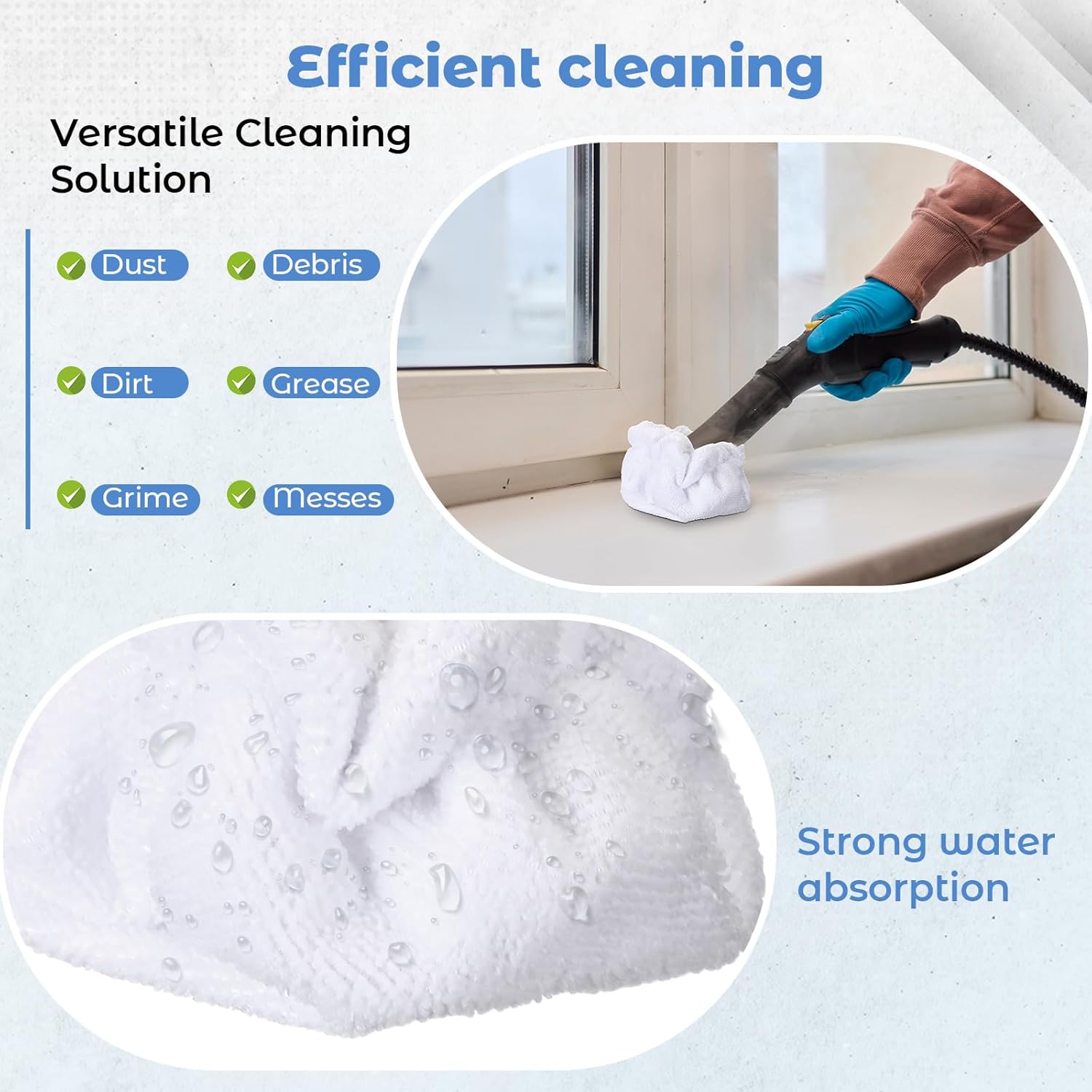 Baderke 12 Pack Microfiber Steam Mop Pads for Triangle Brush Tool