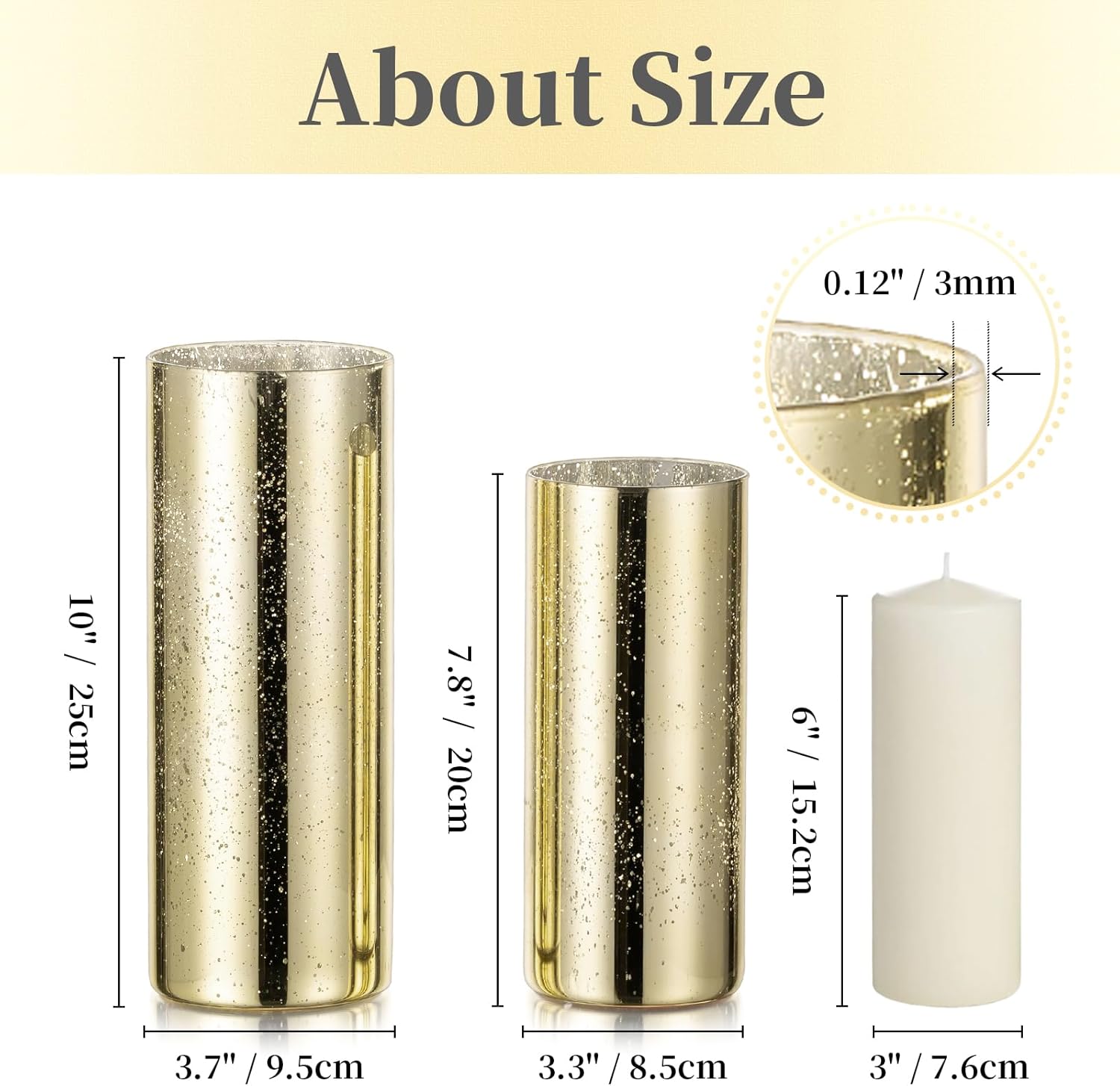 Hewory Glittery Gold Cylinder Vase Set of 6