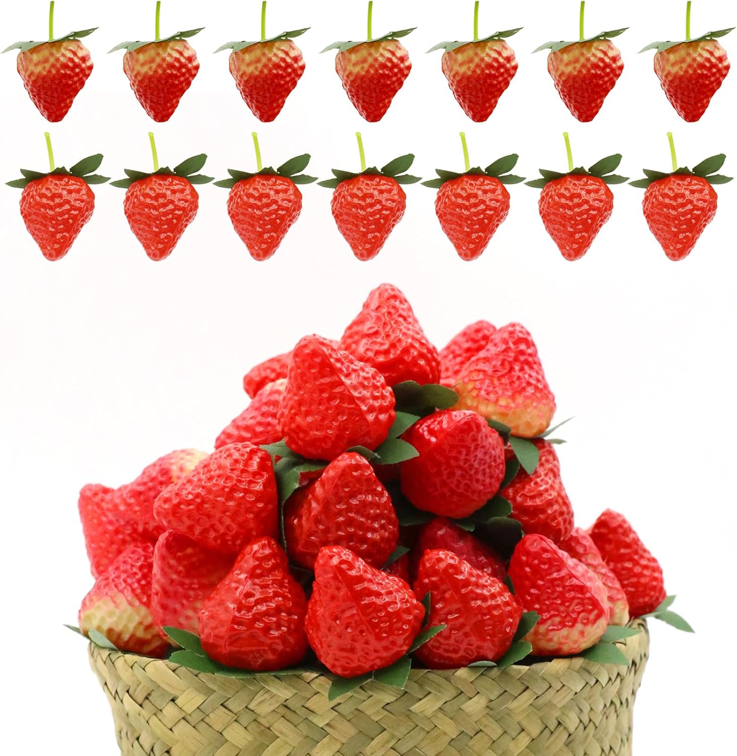 50Pcs Artificial Strawberries for Home Kitchen Party Decor