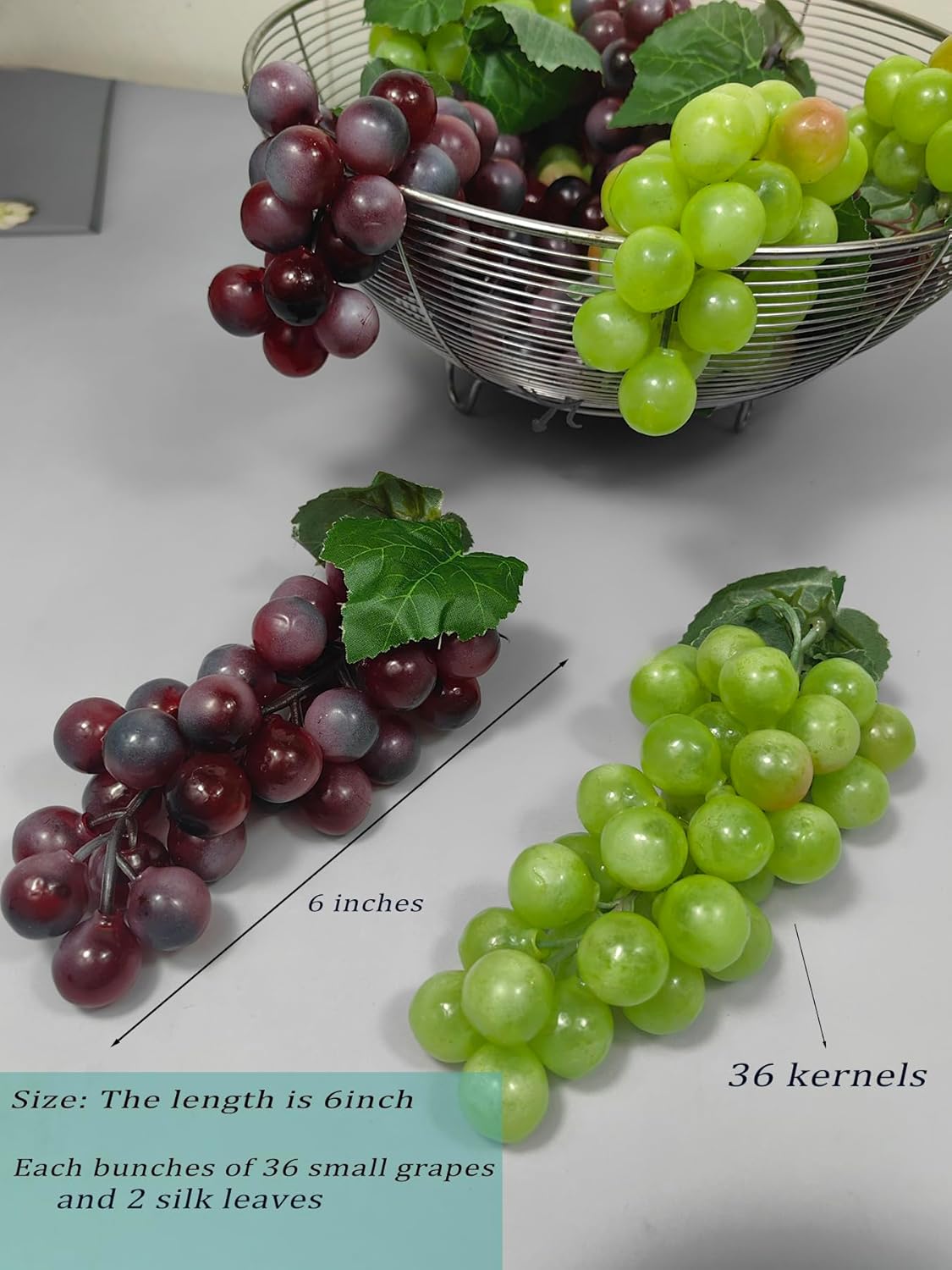 12 Bunches Artificial Grapes for Home Kitchen Decor