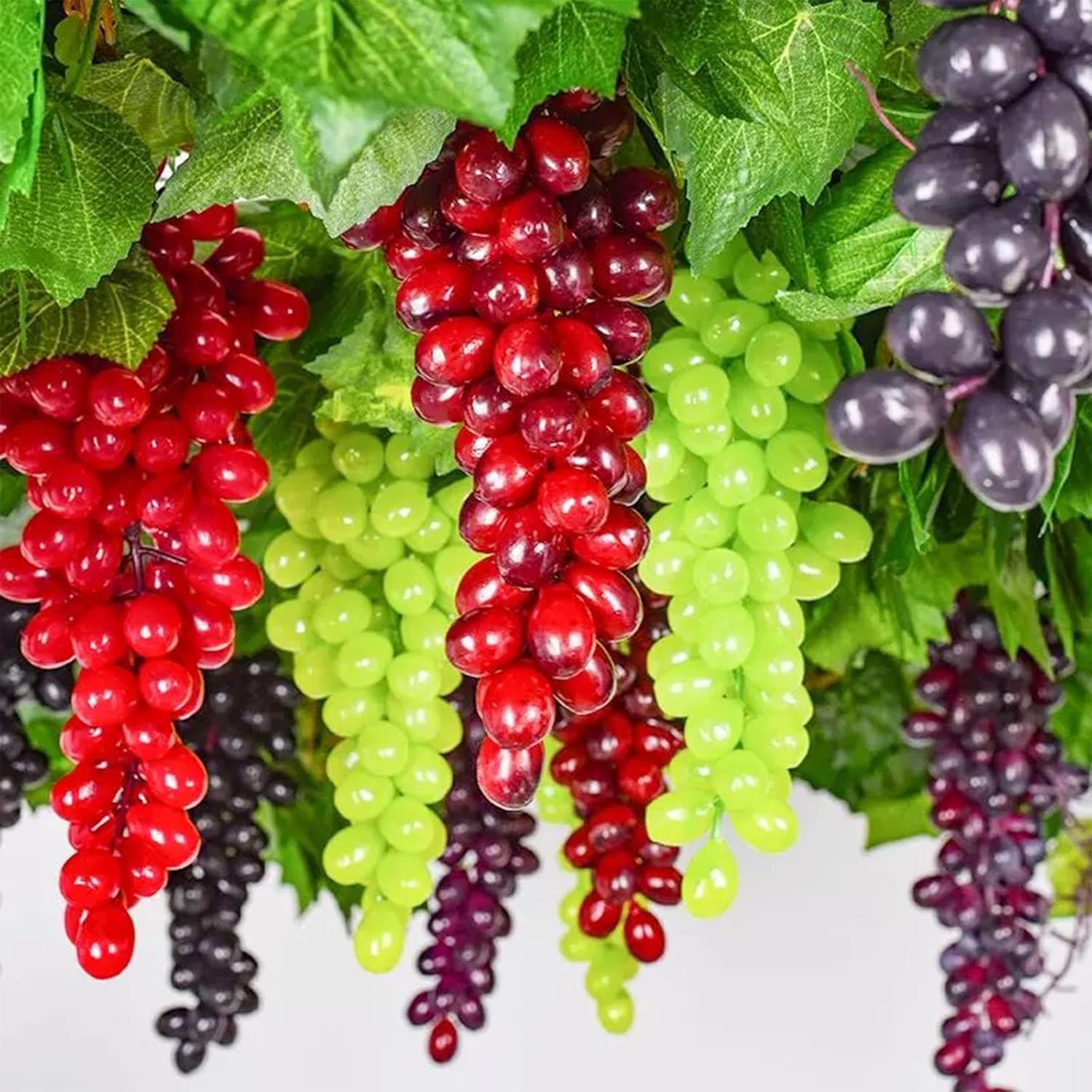 Woohome 8 Bunches Artificial Green Grapes with Vines
