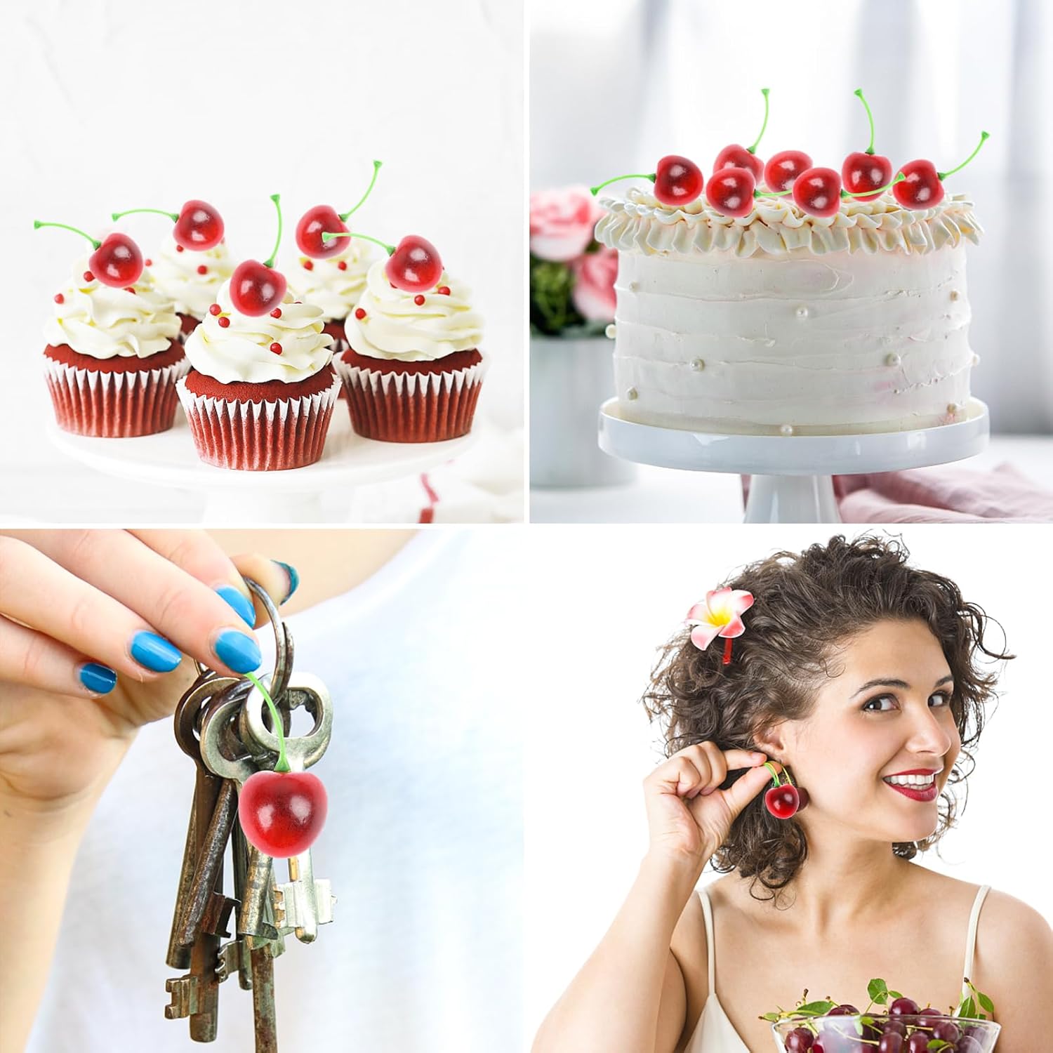 FOIMAS 50pcs Artificial Cherry Decor for Home and Craft