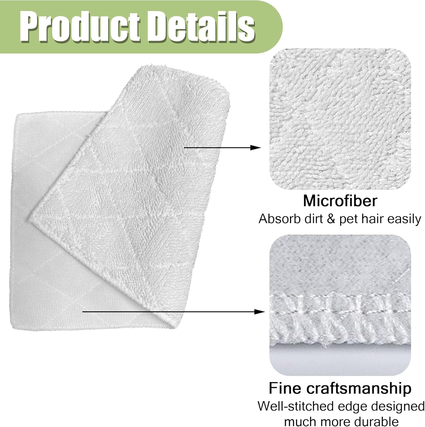 Planially Light N Easy Steam Mop Pads 8 Pack Replacement Reusable