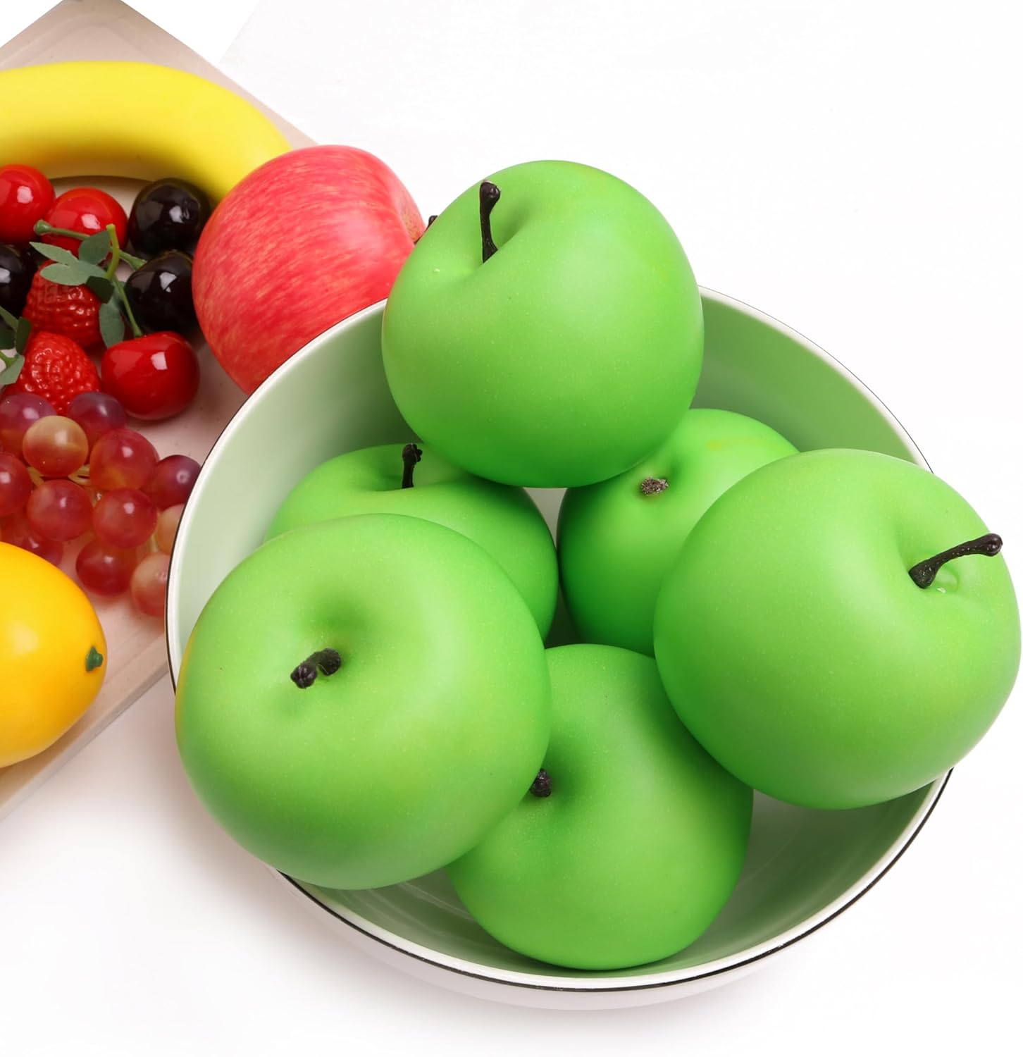 6PCS Artificial Green Apples for Home Decorations