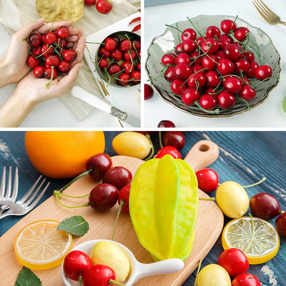 LUEYAO Artificial Cherry Fruit Decorations 100 PCS
