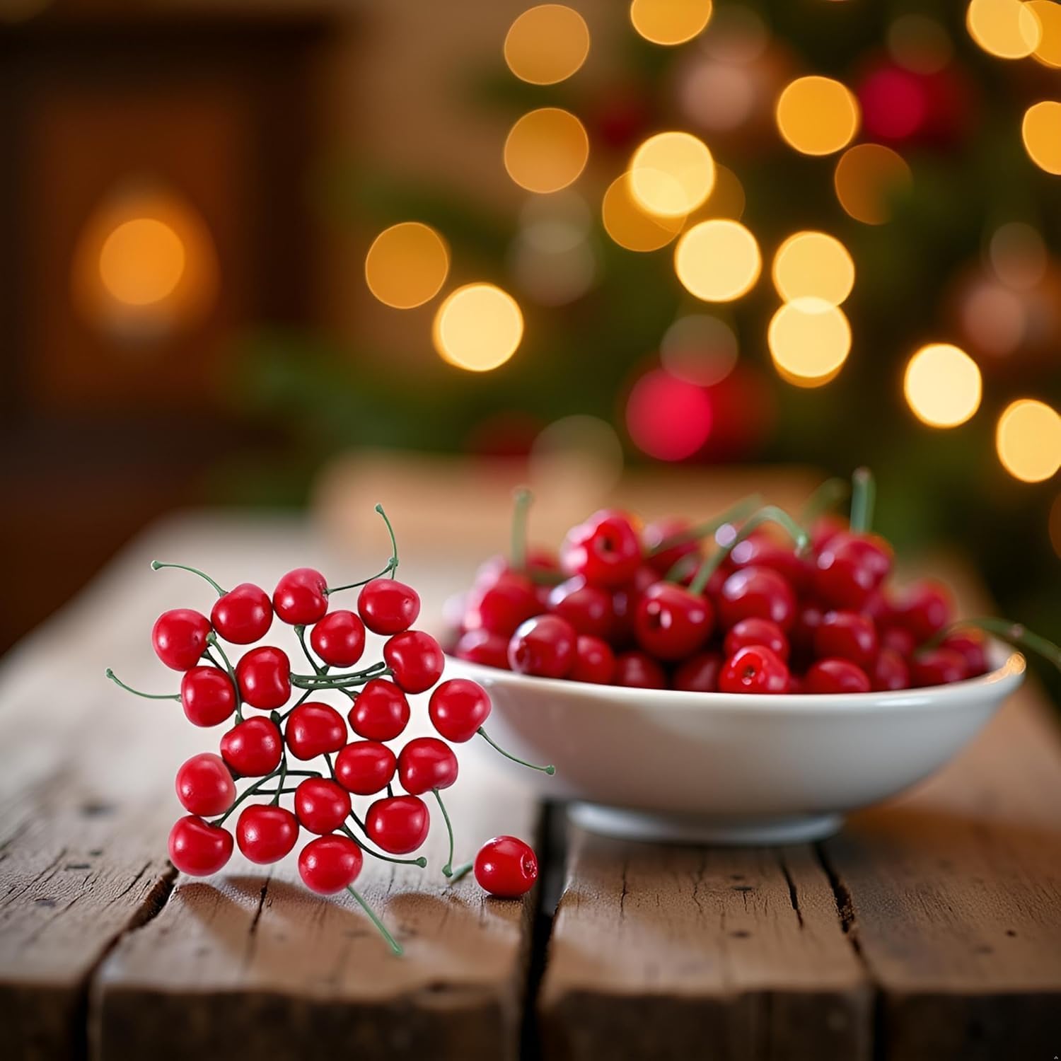 20 Pcs Realistic Red Artificial Cherries Decor