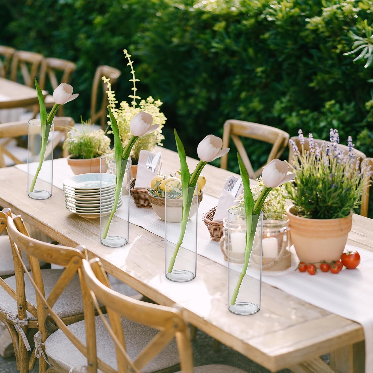 30pcs Clear Glass Cylinder Vases for Centerpieces Wedding Decorations