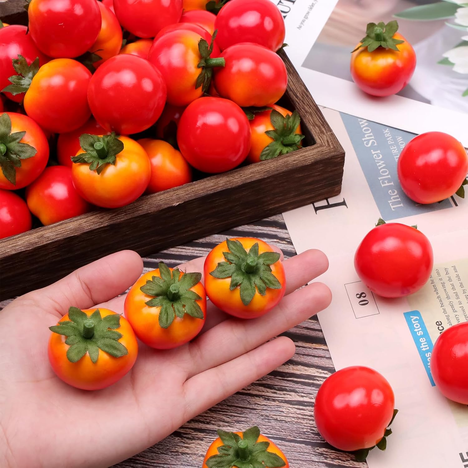 Gresorth 40pcs Mini Artificial Tomato Decorations - 35cm