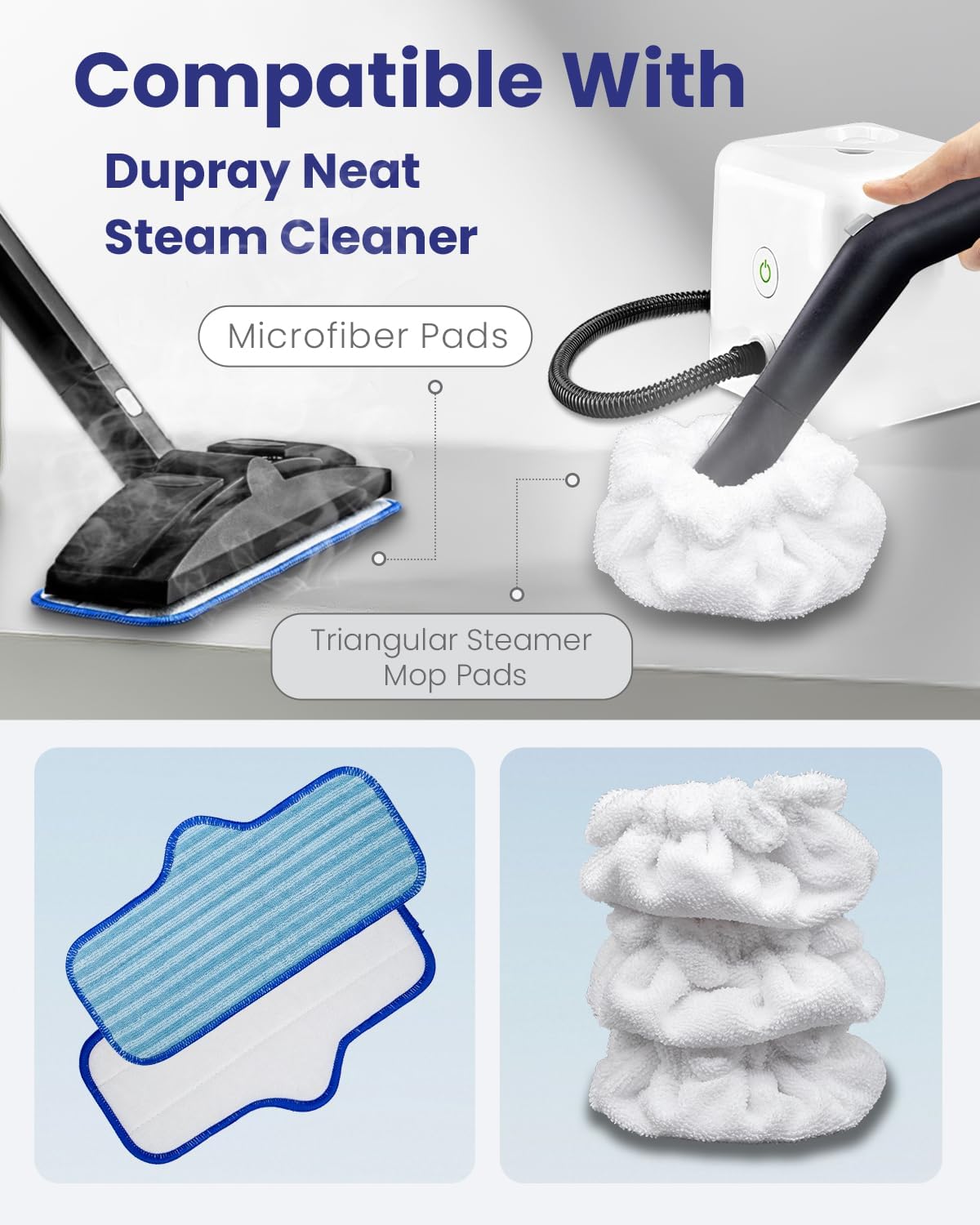 Steam Cleaner Accessories for Dupray Microfiber Pads and Triangle Bonnet Set