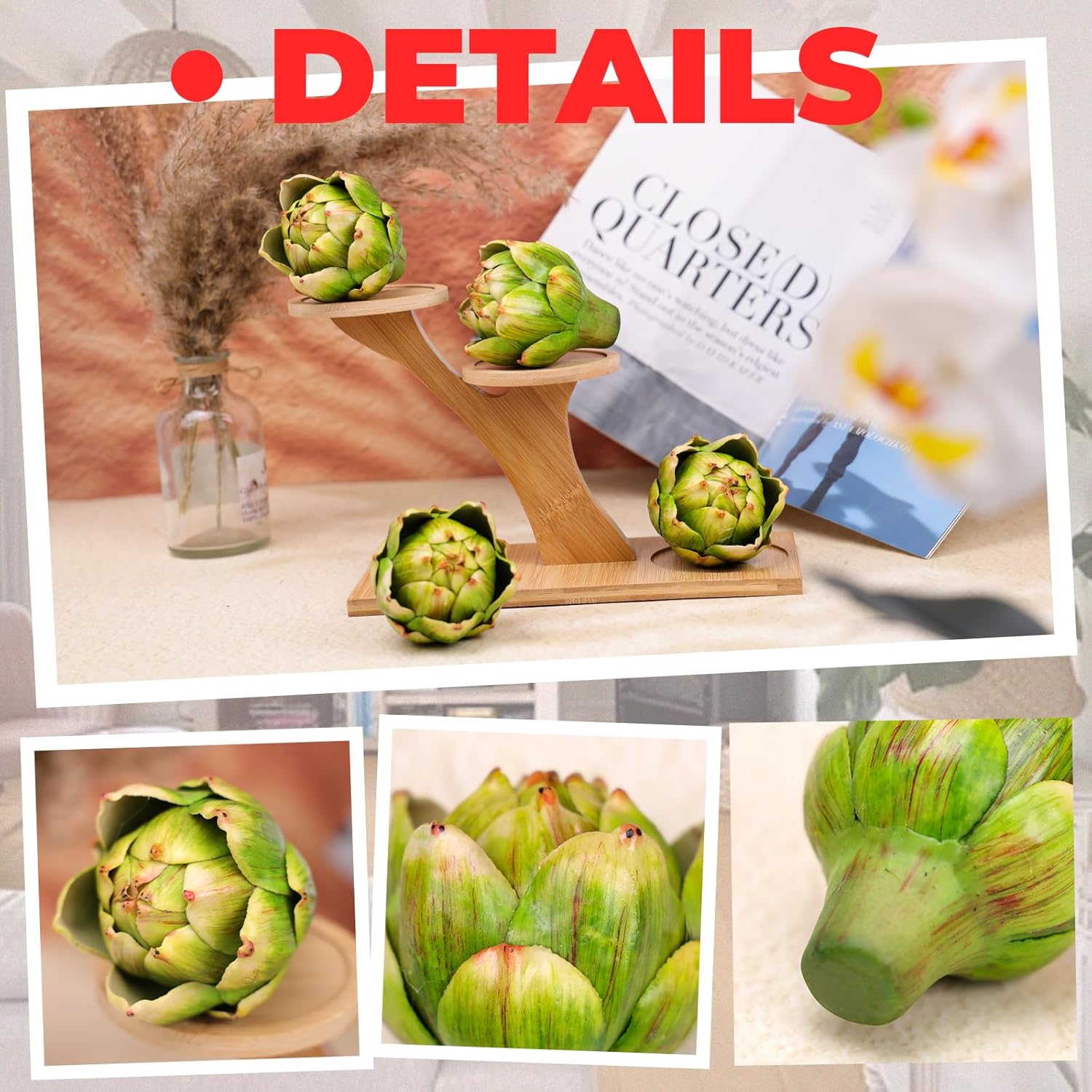 6Pcs Artificial Artichoke Decor for Home Kitchen Centerpiece