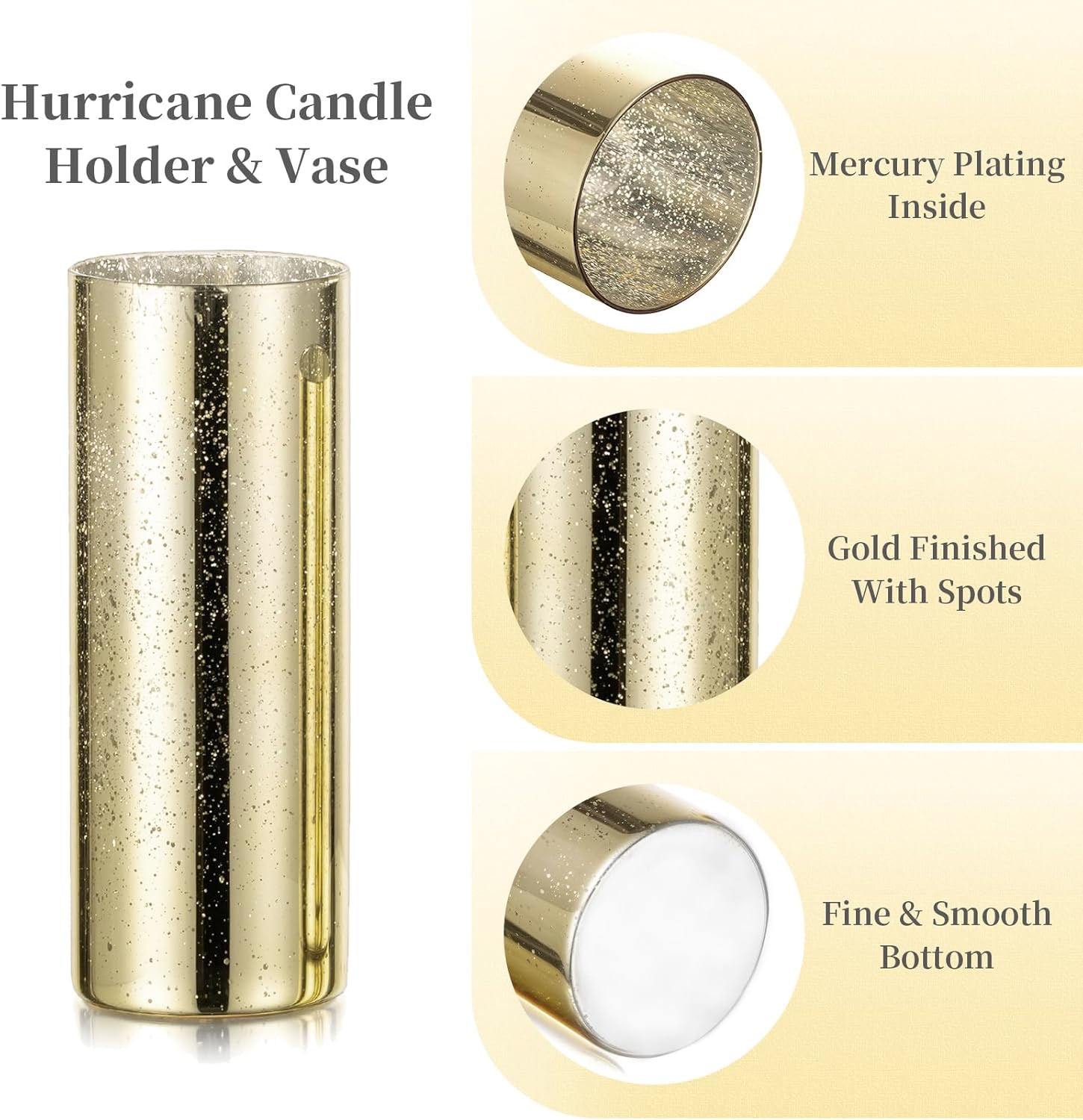 Hewory Glittery Gold Cylinder Vase Set of 6