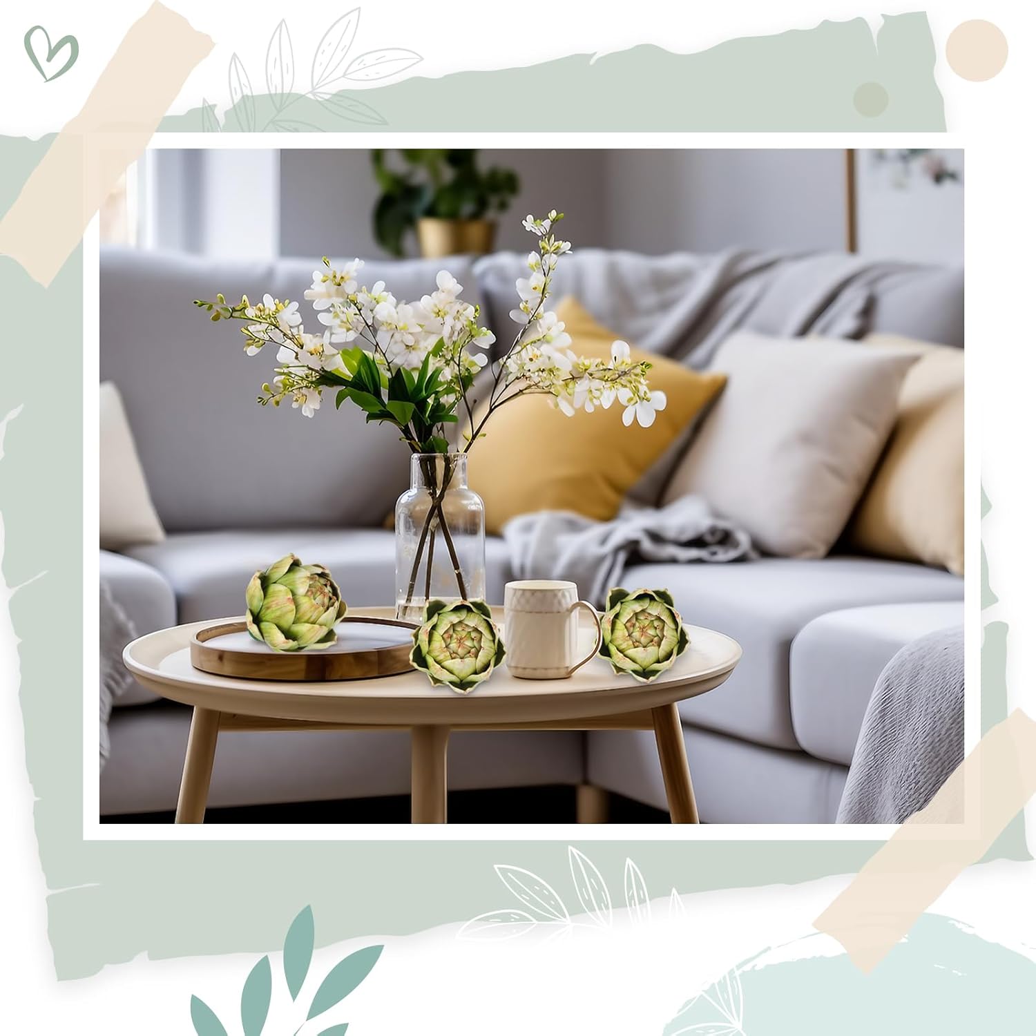 Timgle 6 Pcs Large Green Artificial Artichokes Decor