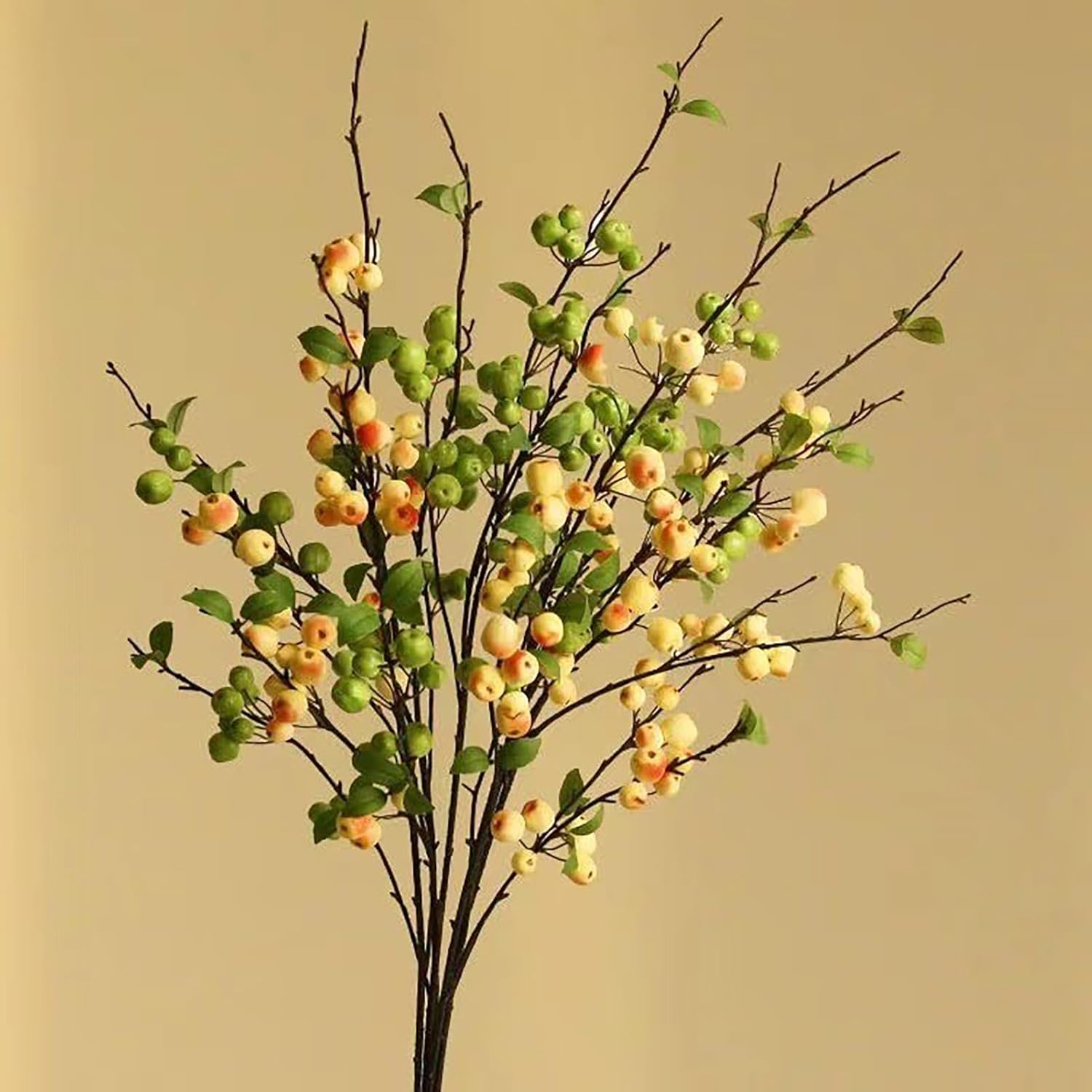 Wnvivi 2pcs 41 Inch Artificial Apple Stems Yellow