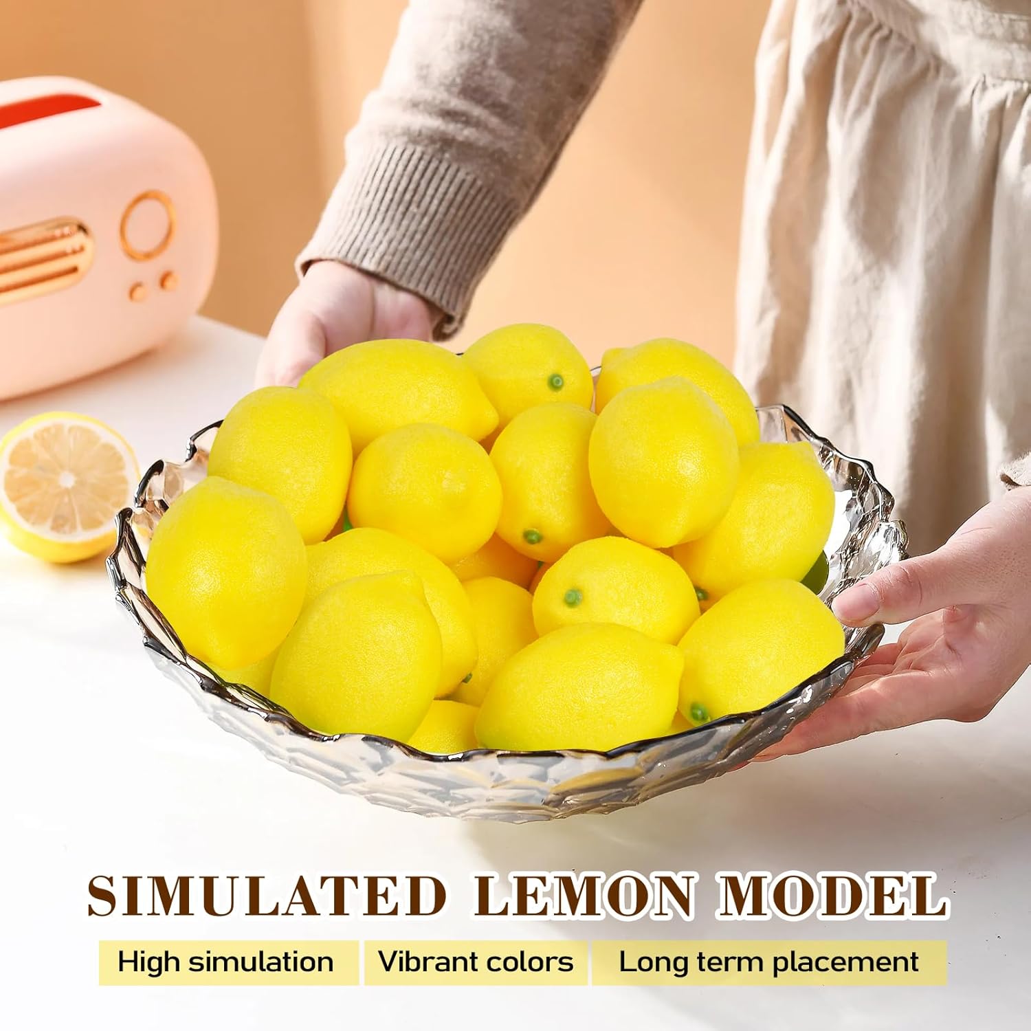 Notakia 25pcs Artificial Yellow Lemons Fruits Decoration