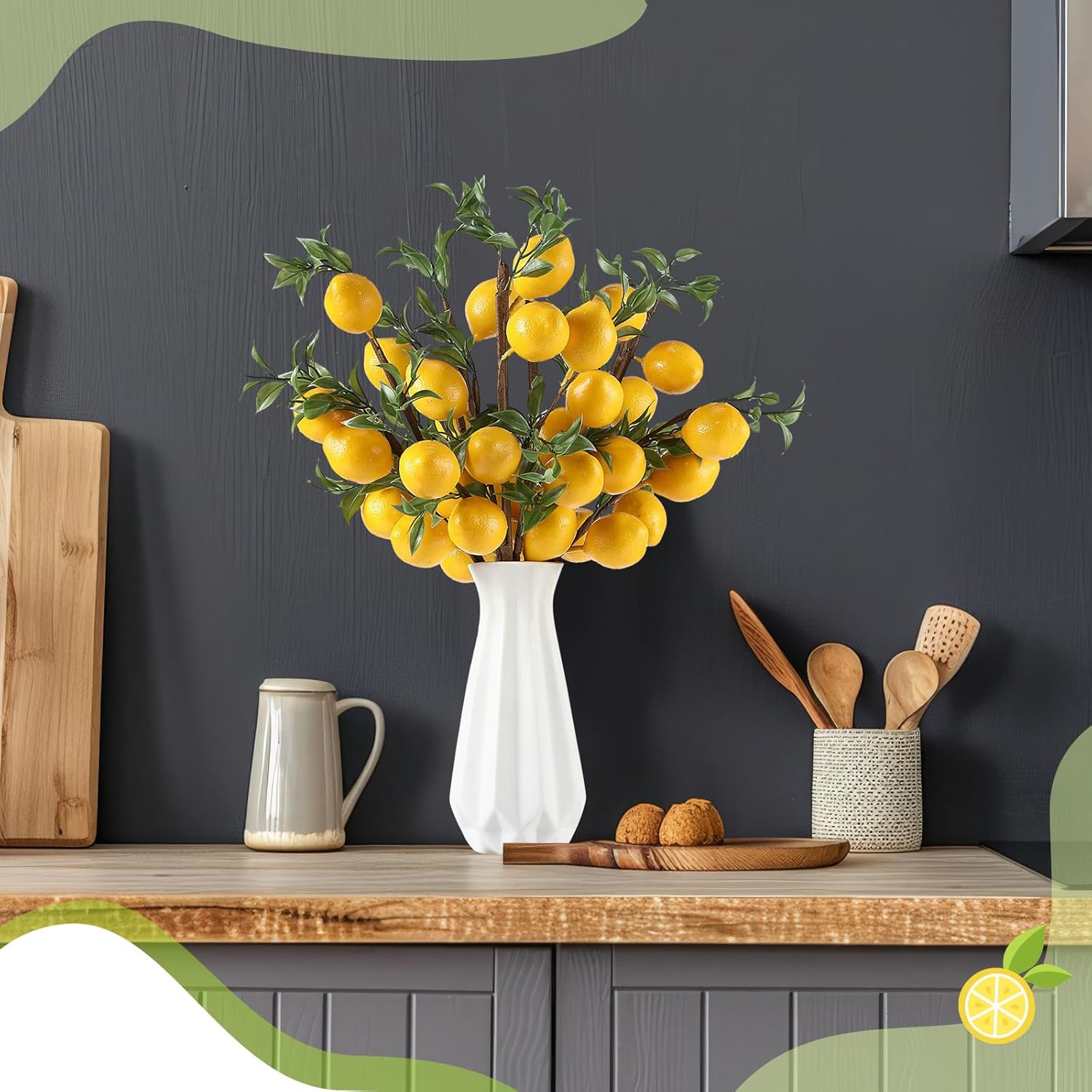 Giegxin 15 Pcs Artificial Lemon Branch Decor