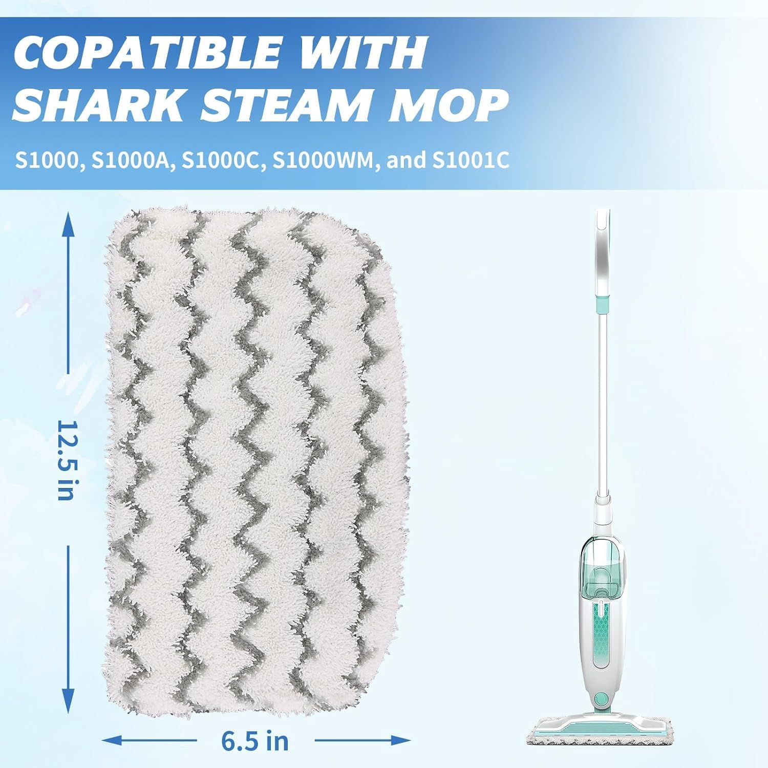 8 Pack Microfiber Steam Mop Pads for Shark S1000 Series