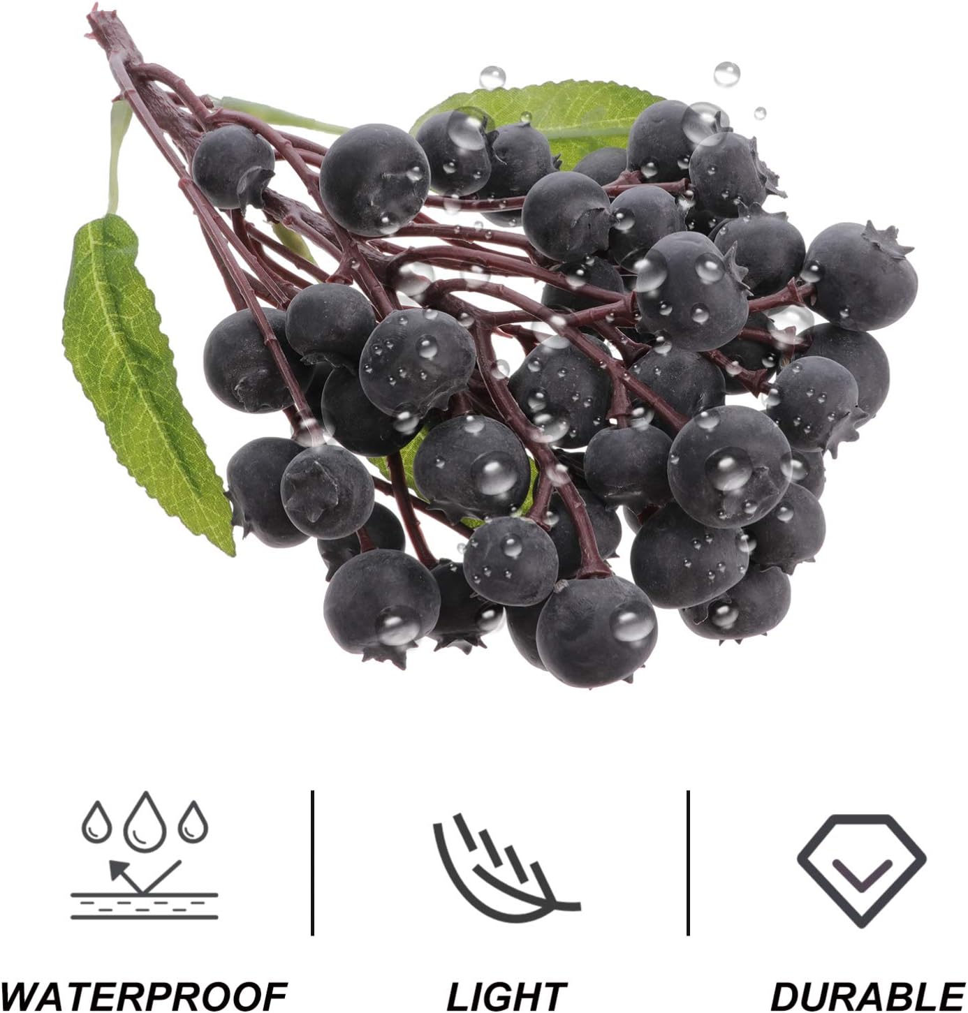 Cabilock Artificial Blueberry Cluster 50 Pcs